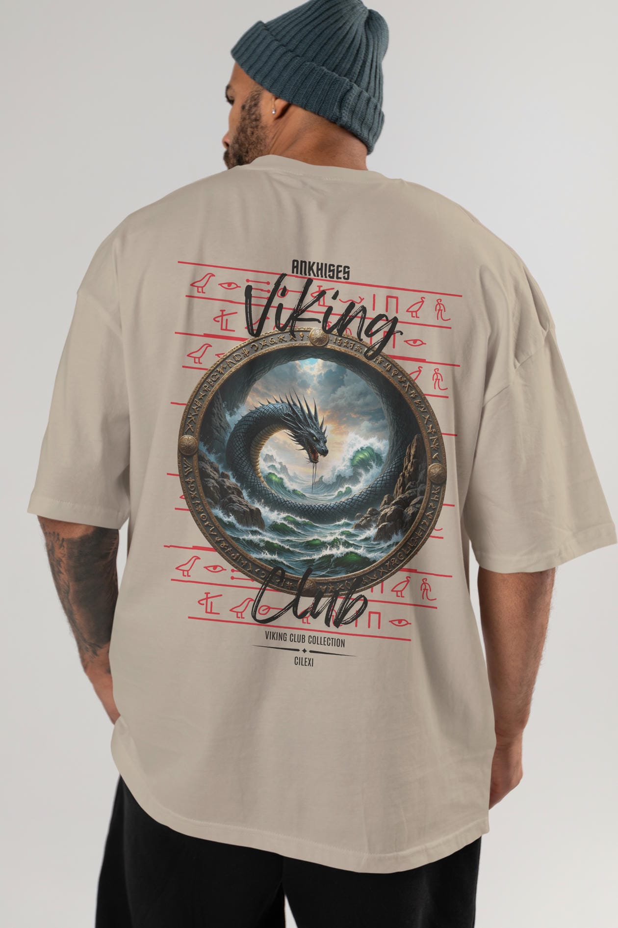 Viking Mitolojisi Serisi 26 Arka Baskılı Oversize t-shirt Erkek Kadın %100 Pamuk Bisiklet Yaka tişort