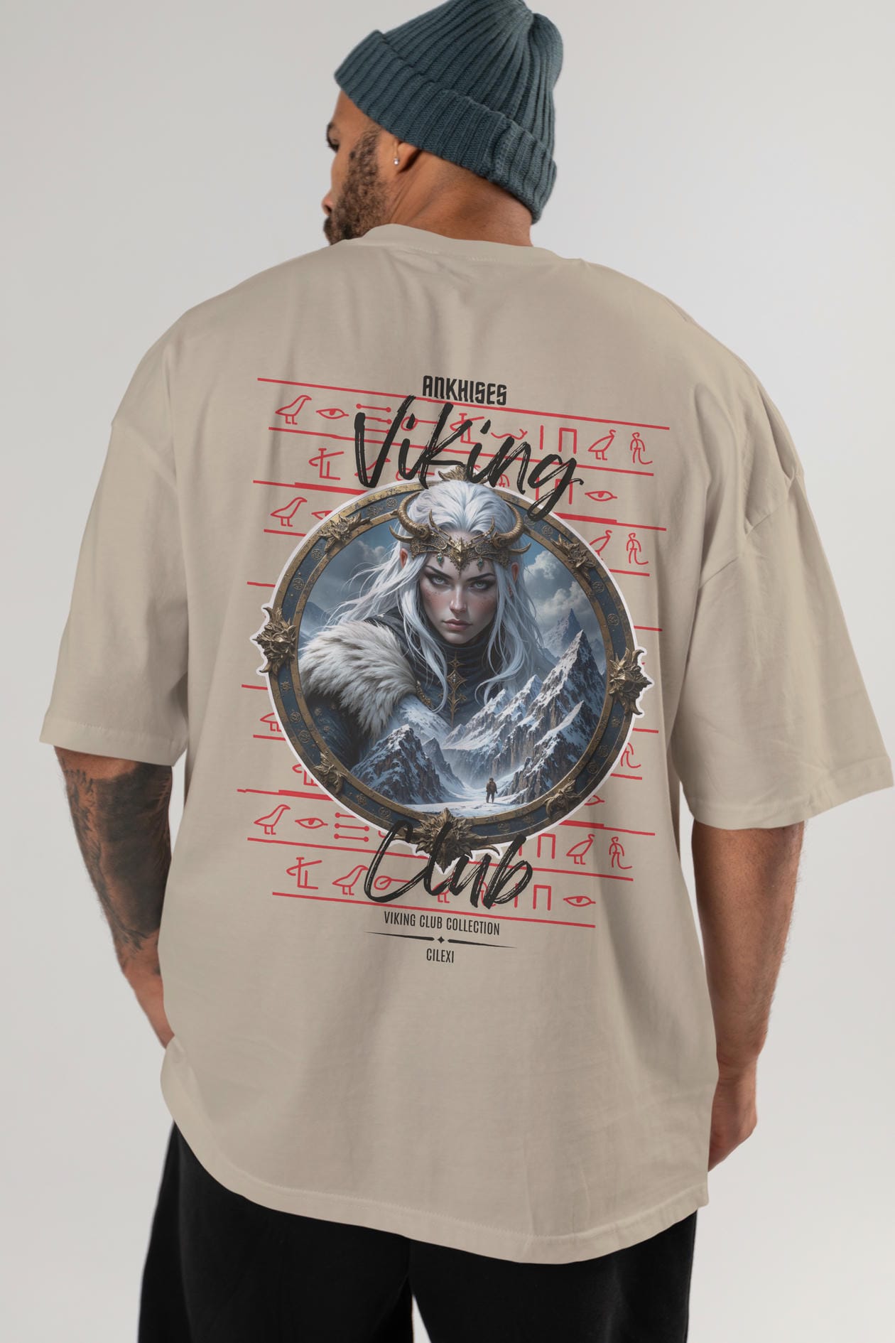 Viking Mitolojisi Serisi 19 Arka Baskılı Oversize t-shirt Erkek Kadın %100 Pamuk Bisiklet Yaka tişort