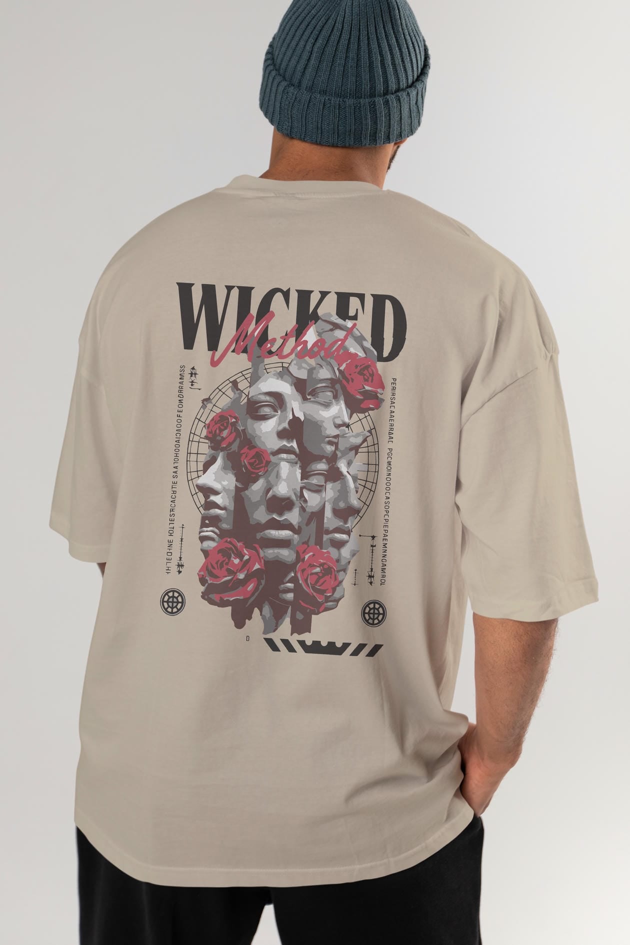 Wicked Method Arka Baskılı Oversize t-shirt Erkek Kadın %100 Pamuk Bisiklet Yaka tişort