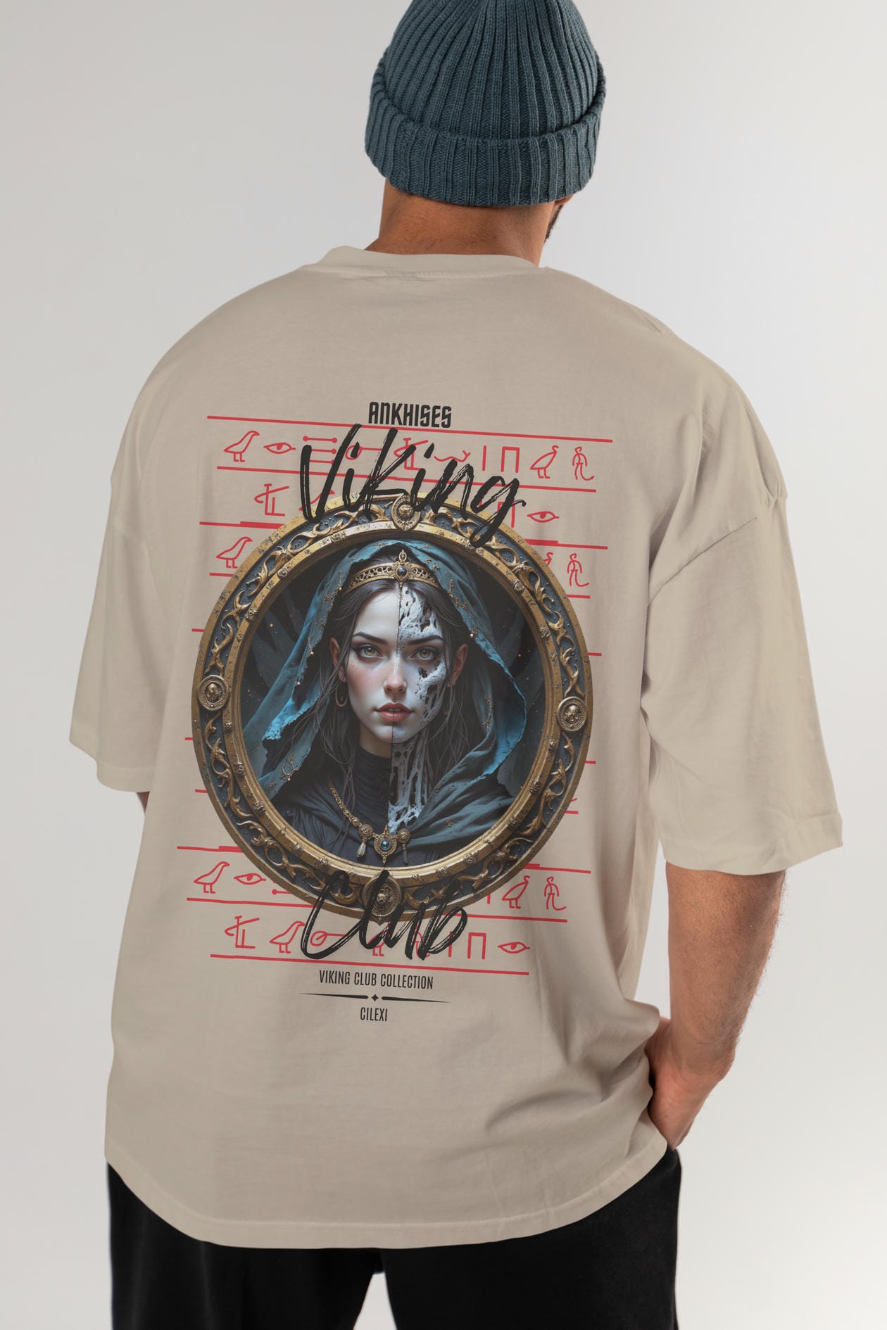 Viking Mitolojisi Serisi 10 Arka Baskılı Oversize t-shirt Erkek Kadın %100 Pamuk Bisiklet Yaka tişort