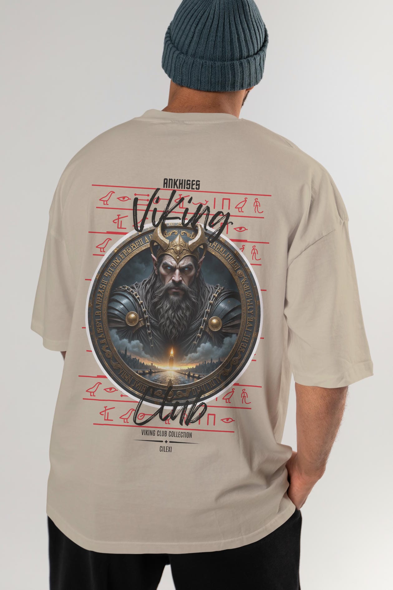 Viking Mitolojisi Serisi 7 Arka Baskılı Oversize t-shirt Erkek Kadın %100 Pamuk Bisiklet Yaka tişort