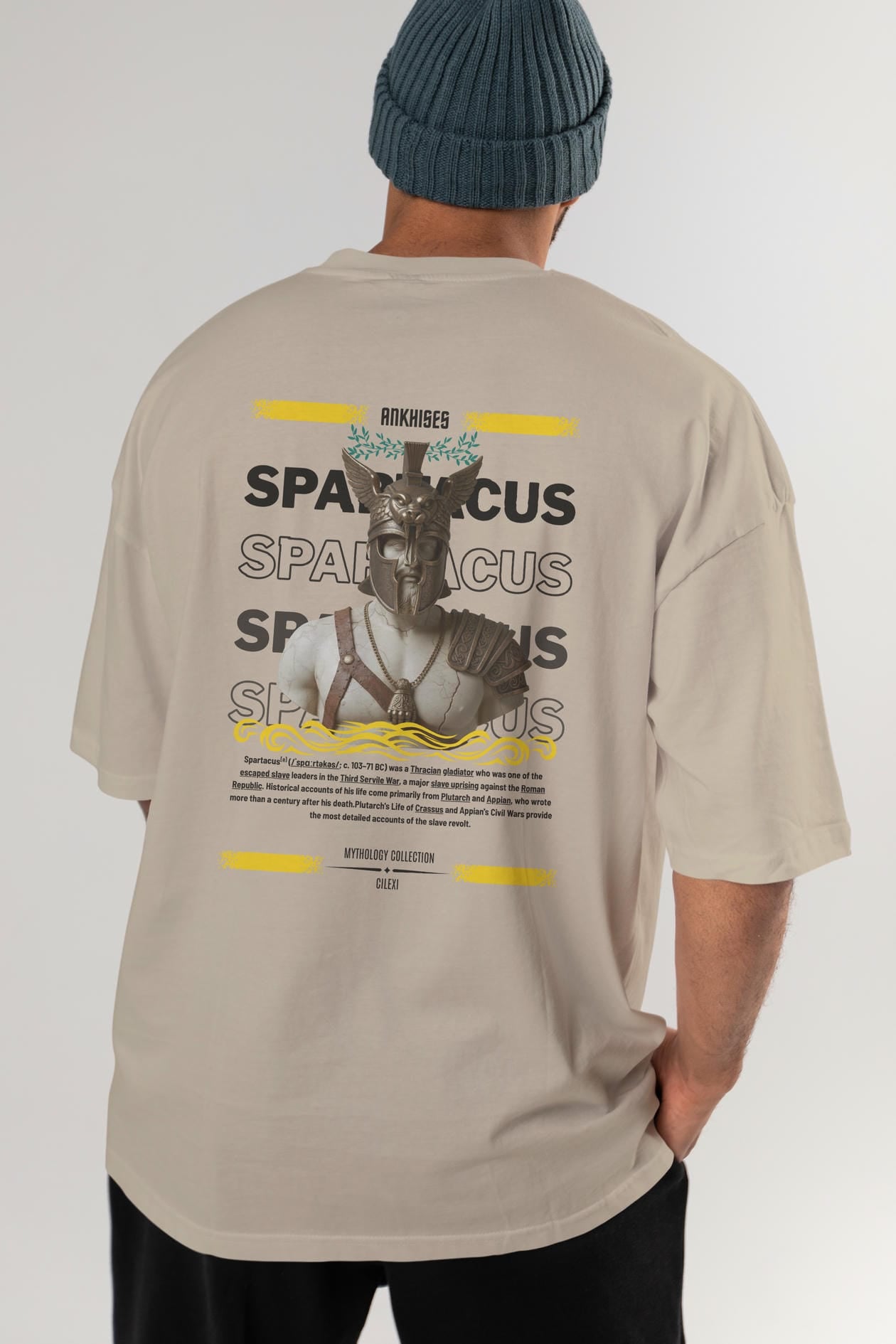 Spartacus 1 Arka Baskılı Oversize t-shirt Erkek Kadın %100 Pamuk Bisiklet Yaka tişort