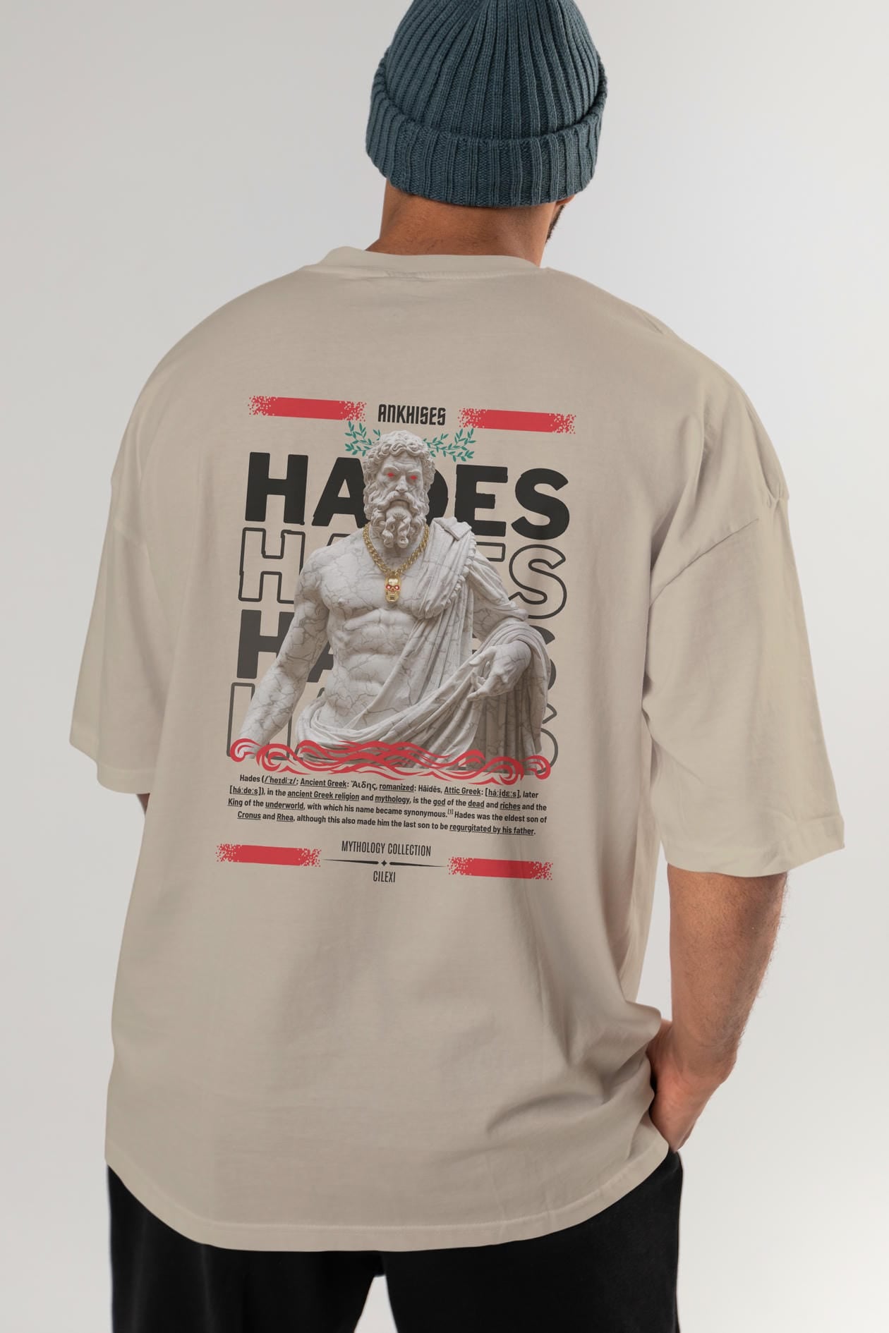 Hades 2 Arka Baskılı Oversize t-shirt Erkek Kadın %100 Pamuk Bisiklet Yaka tişort
