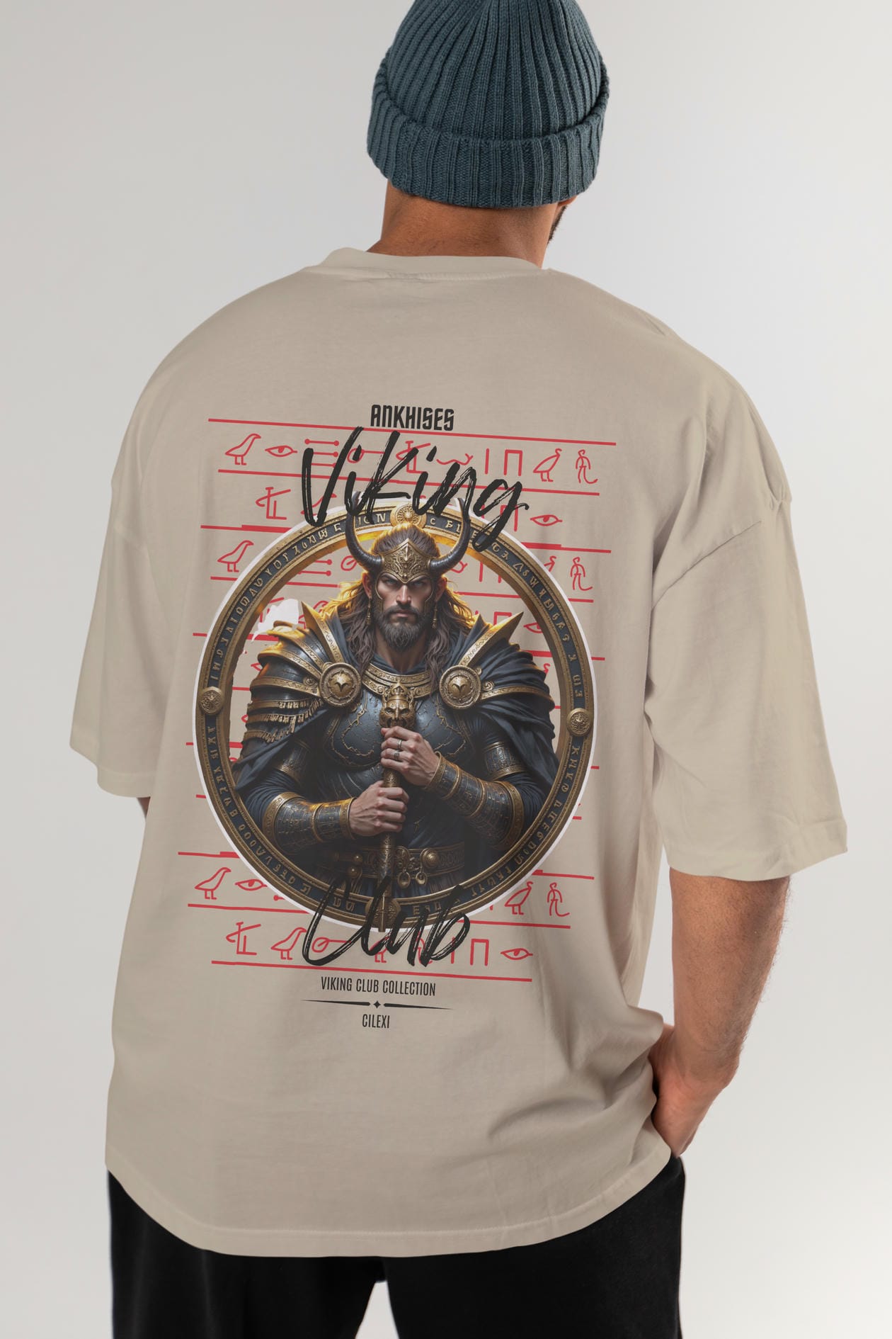 Viking Mitolojisi Serisi 8 Arka Baskılı Oversize t-shirt Erkek Kadın %100 Pamuk Bisiklet Yaka tişort