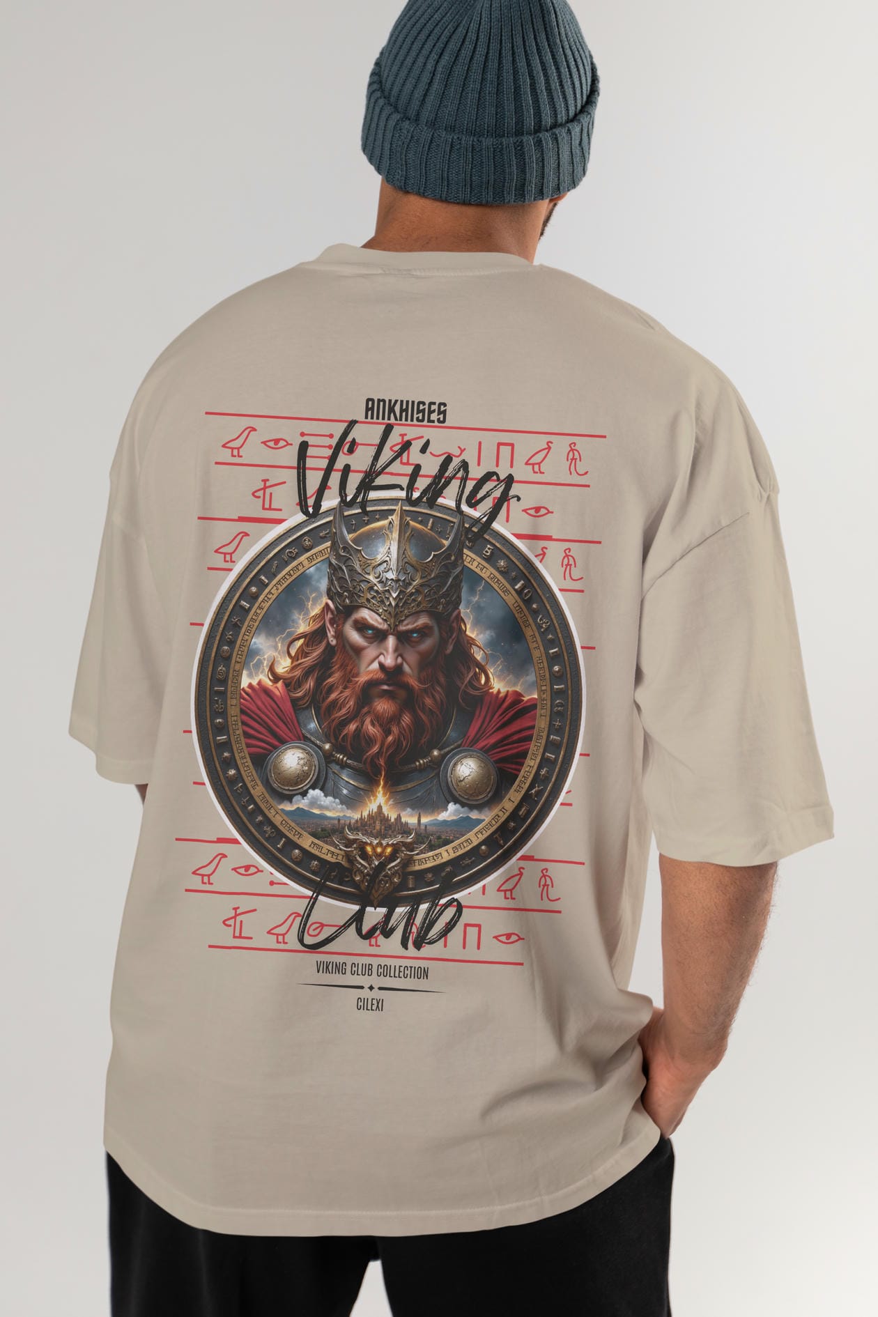 Thor 2 Arka Baskılı Oversize t-shirt Erkek Kadın %100 Pamuk Bisiklet Yaka tişort