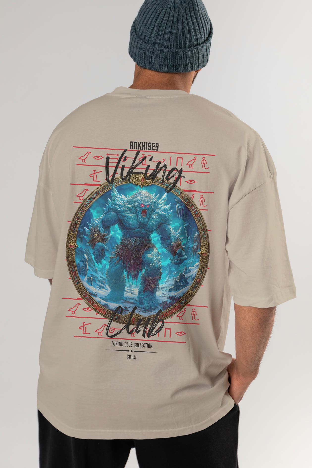 Ymir Arka Baskılı Oversize t-shirt Erkek Kadın %100 Pamuk Bisiklet Yaka tişort