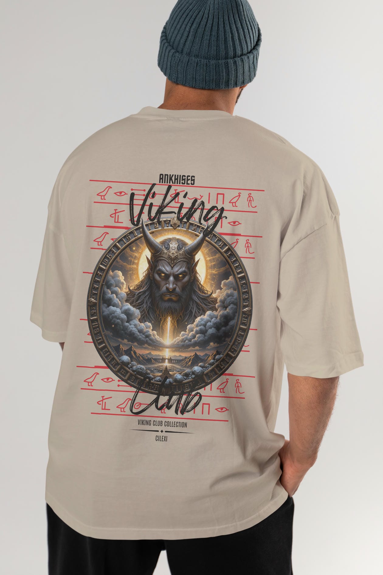 Viking Mitolojisi Serisi 9 Arka Baskılı Oversize t-shirt Erkek Kadın %100 Pamuk Bisiklet Yaka tişort