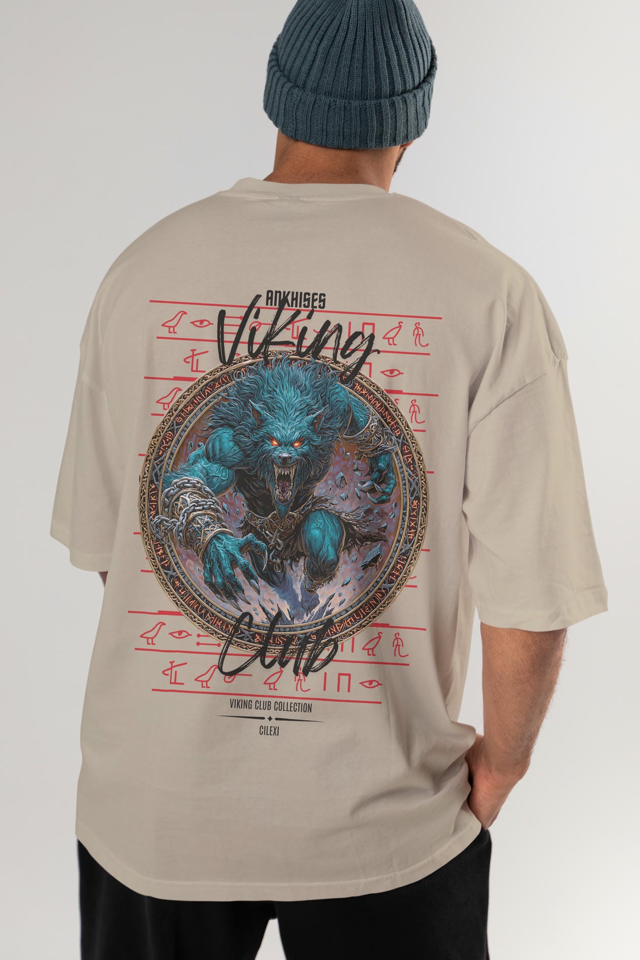 Fenrir Baskılı Oversize t-shirt Erkek Kadın %100 Pamuk Bisiklet Yaka tişort