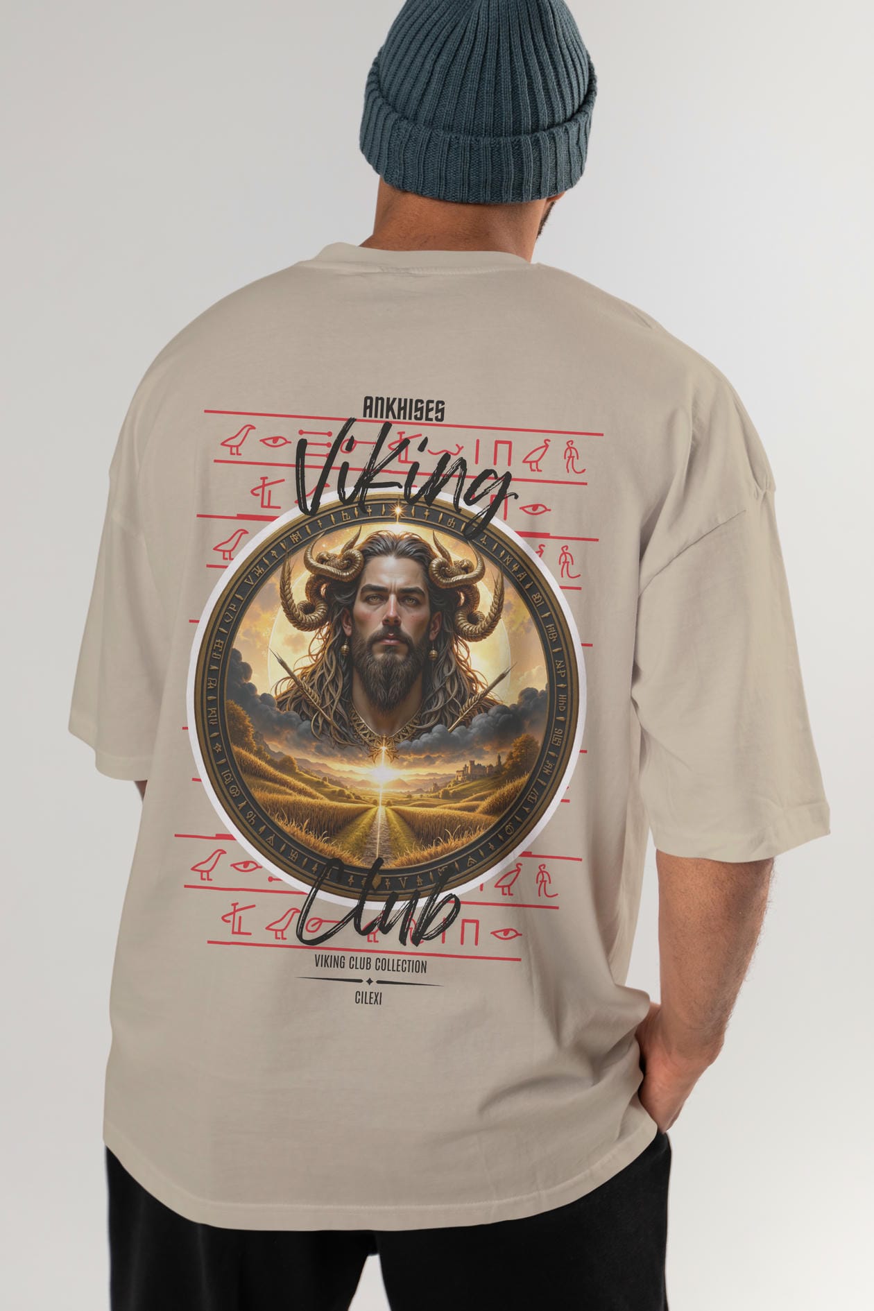 Viking Mitolojisi Serisi 3 Arka Baskılı Oversize t-shirt Erkek Kadın %100 Pamuk Bisiklet Yaka tişort