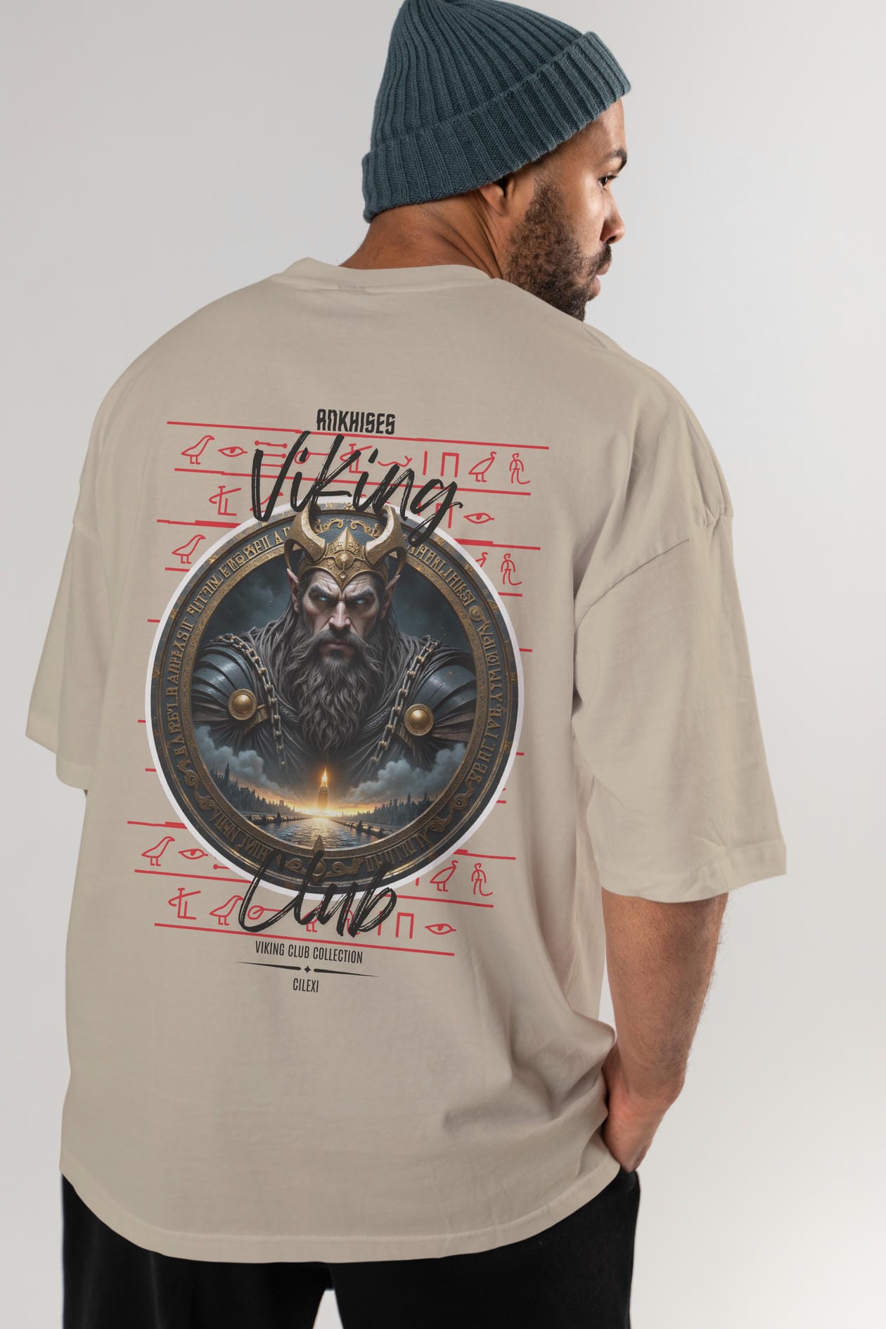 Viking Mitolojisi Serisi 7 Arka Baskılı Oversize t-shirt Erkek Kadın %100 Pamuk Bisiklet Yaka tişort