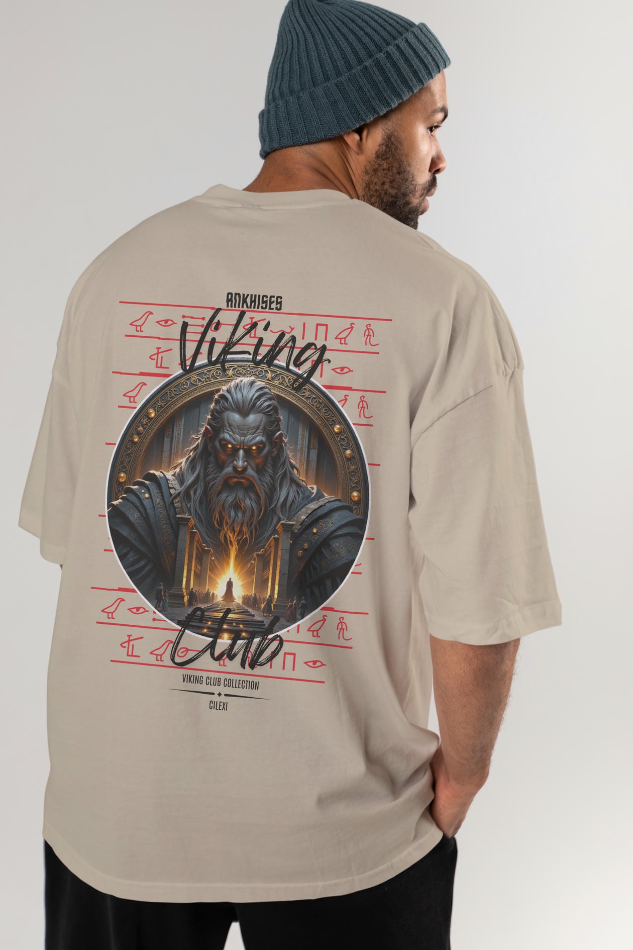 Odin 3 Arka Baskılı Oversize t-shirt Erkek Kadın %100 Pamuk Bisiklet Yaka tişort