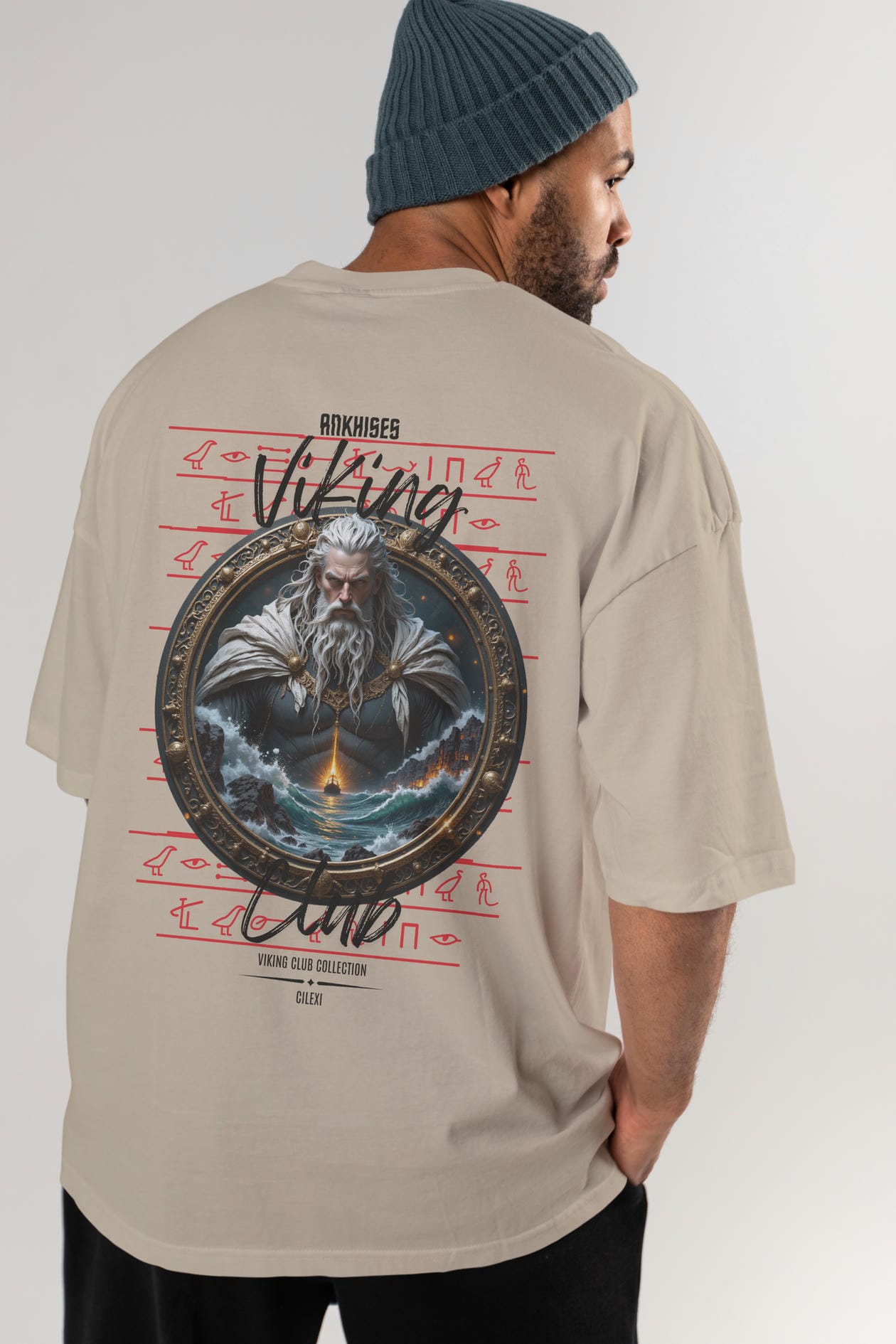 Viking Mitolojisi Serisi 13 Arka Baskılı Oversize t-shirt Erkek Kadın %100 Pamuk Bisiklet Yaka tişort