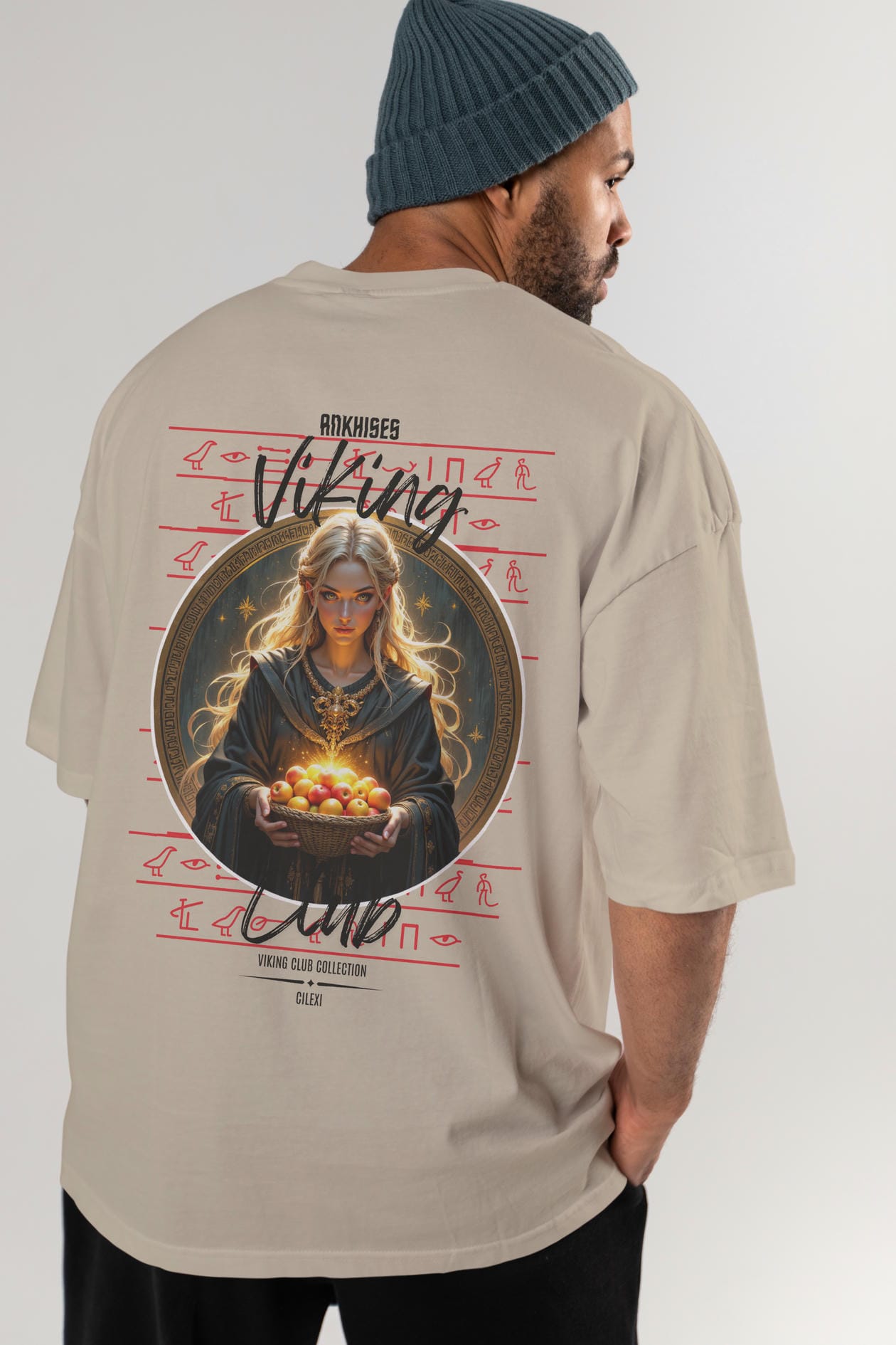 Viking Mitolojisi Serisi 16 Arka Baskılı Oversize t-shirt Erkek Kadın %100 Pamuk Bisiklet Yaka tişort