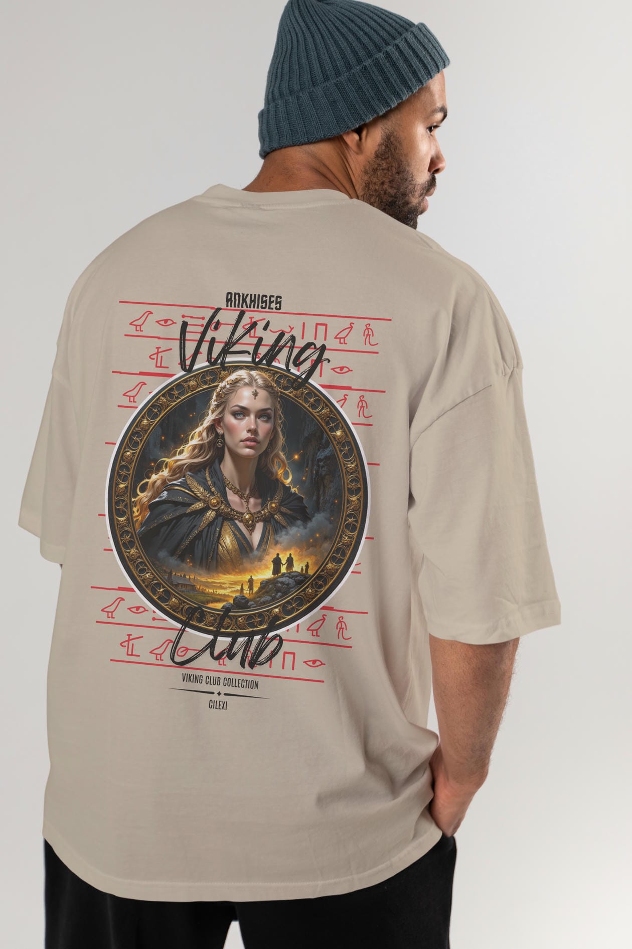 Viking Mitolojisi Serisi 1 Arka Baskılı Oversize t-shirt Erkek Kadın %100 Pamuk Bisiklet Yaka tişort