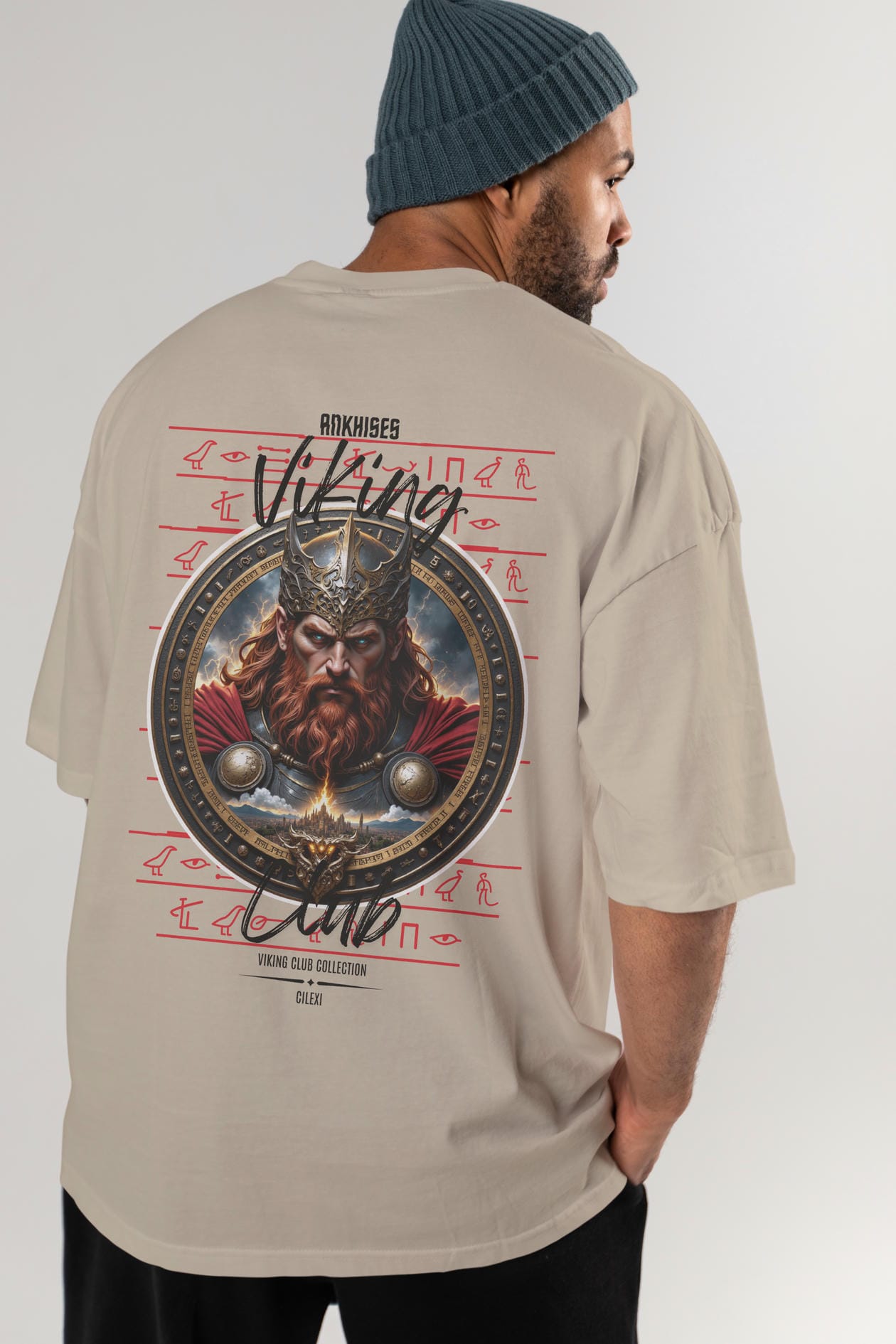 Thor 2 Arka Baskılı Oversize t-shirt Erkek Kadın %100 Pamuk Bisiklet Yaka tişort
