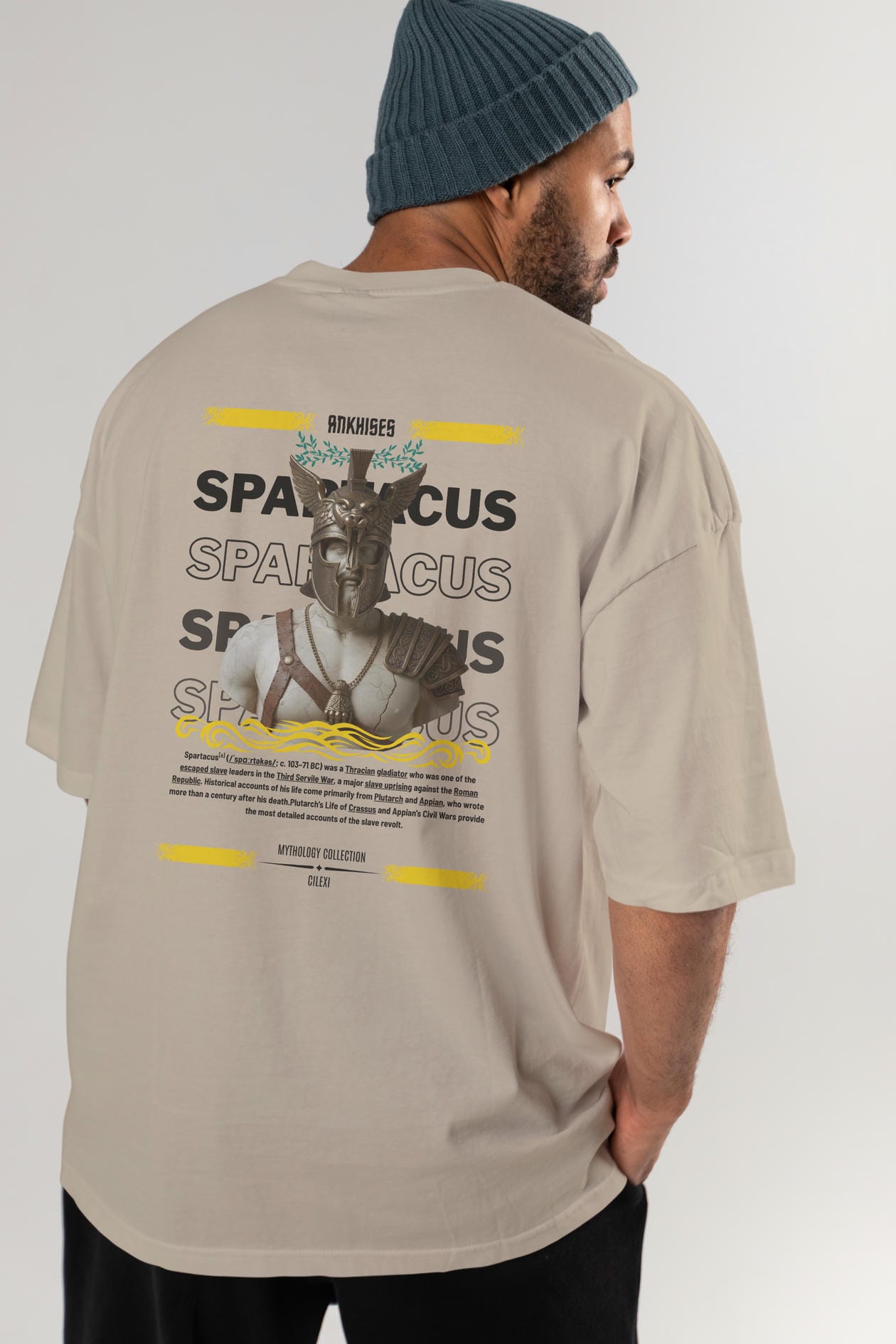 Spartacus 1 Arka Baskılı Oversize t-shirt Erkek Kadın %100 Pamuk Bisiklet Yaka tişort