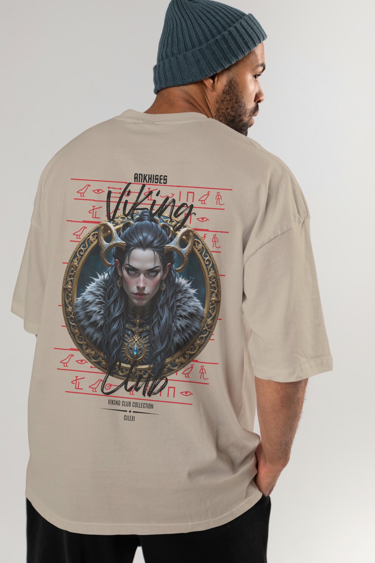 Viking Mitolojisi Serisi 18 Arka Baskılı Oversize t-shirt Erkek Kadın %100 Pamuk Bisiklet Yaka tişort