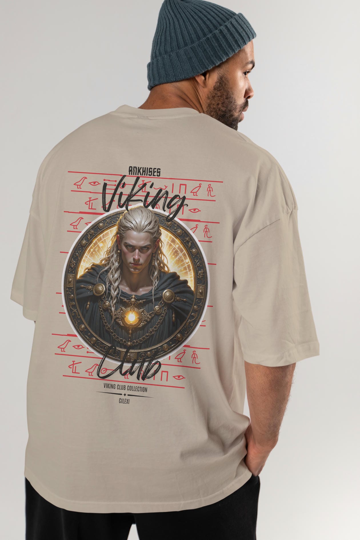Viking Mitolojisi Serisi 14 Arka Baskılı Oversize t-shirt Erkek Kadın %100 Pamuk Bisiklet Yaka tişort