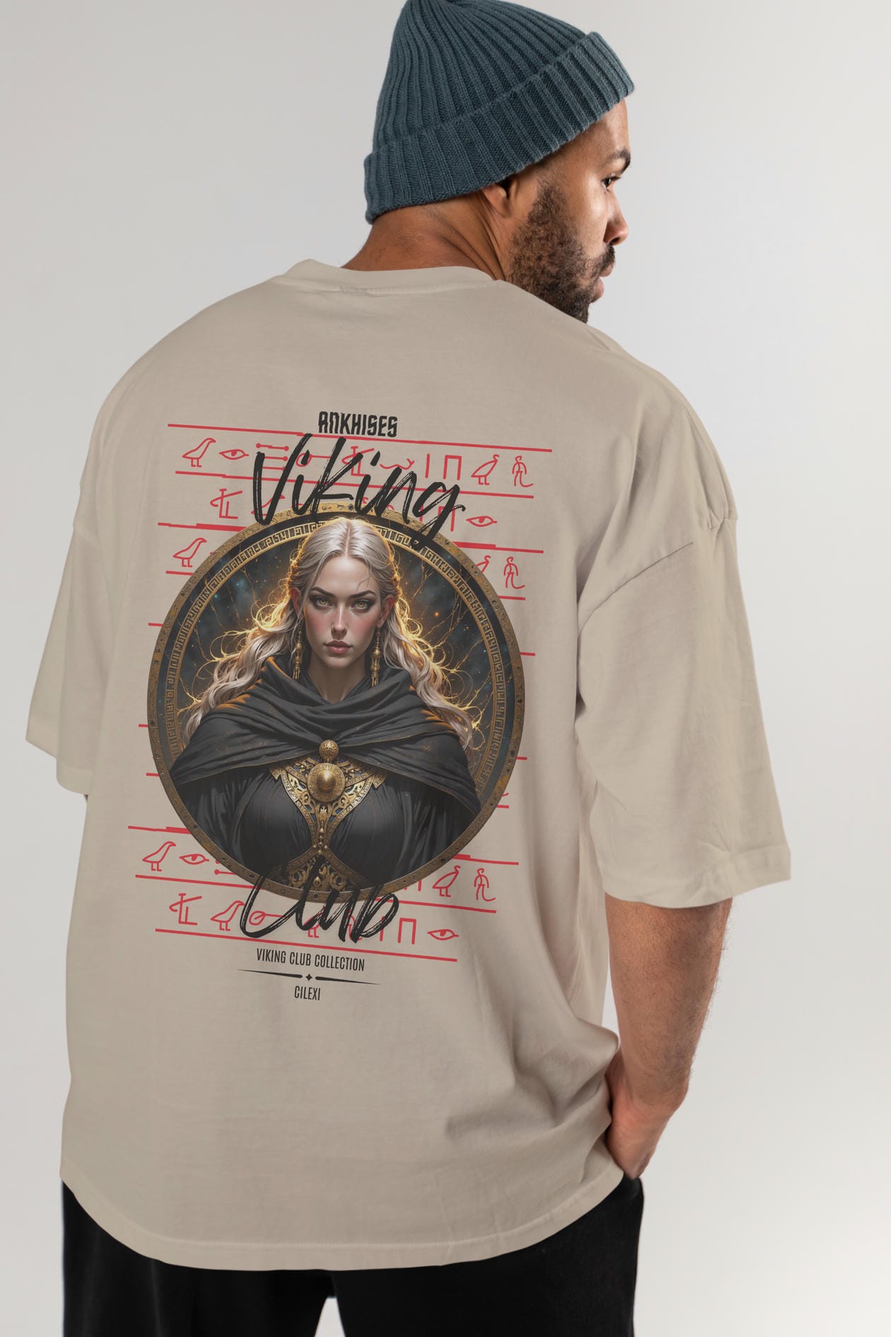 Viking Mitolojisi Serisi 4 Arka Baskılı Oversize t-shirt Erkek Kadın %100 Pamuk Bisiklet Yaka tişort
