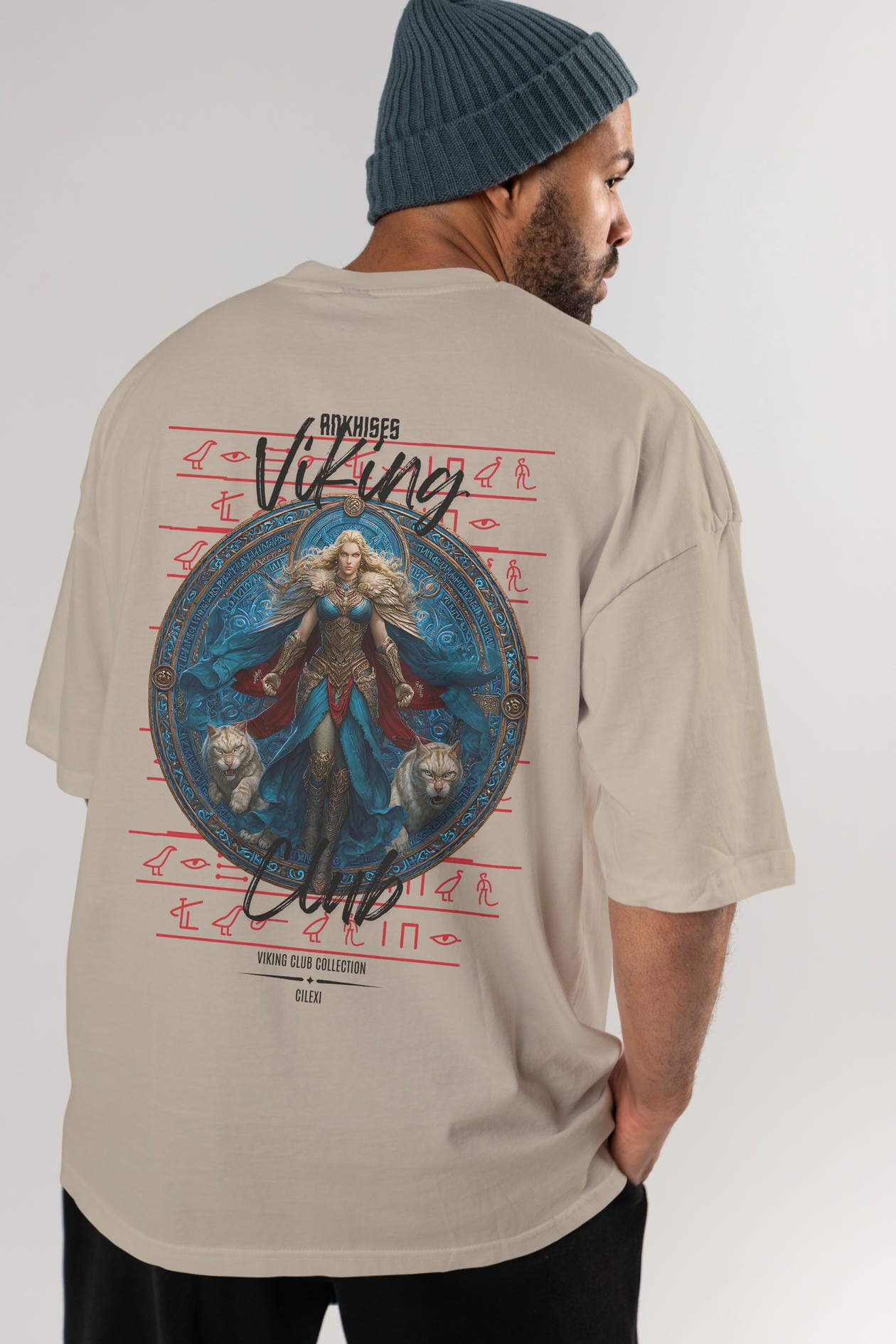 Freyja Baskılı Oversize t-shirt Erkek Kadın %100 Pamuk Bisiklet Yaka tişort