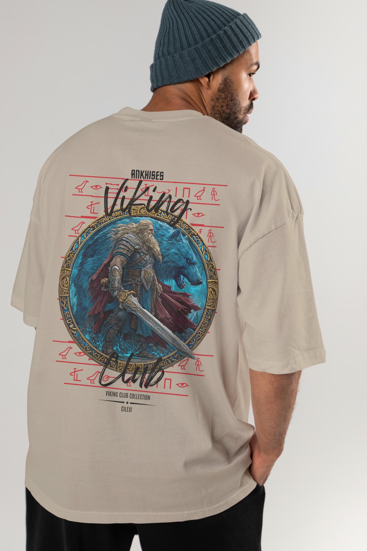 Tyr Arka Baskılı Oversize t-shirt Erkek Kadın %100 Pamuk Bisiklet Yaka tişort