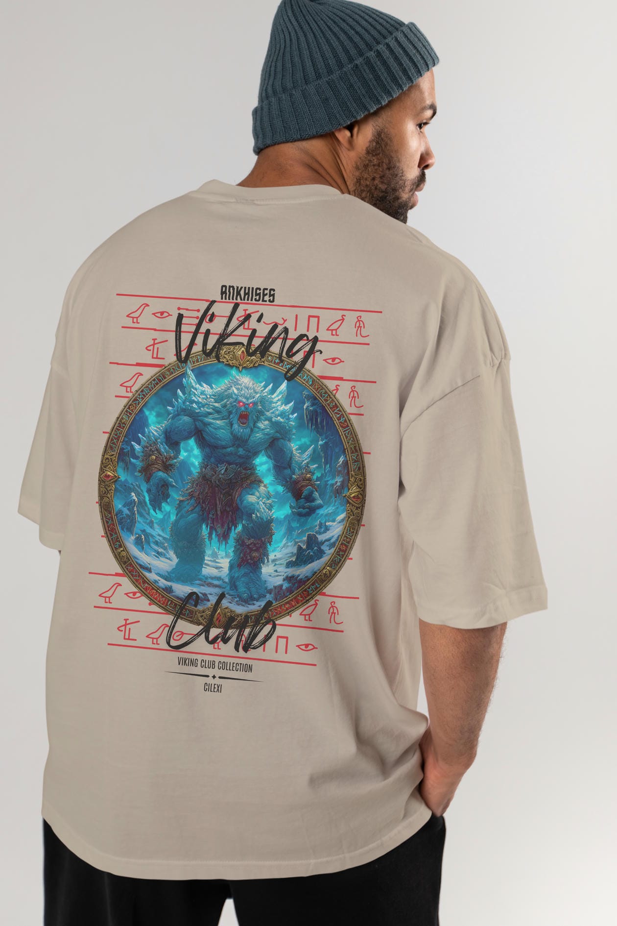 Ymir Arka Baskılı Oversize t-shirt Erkek Kadın %100 Pamuk Bisiklet Yaka tişort