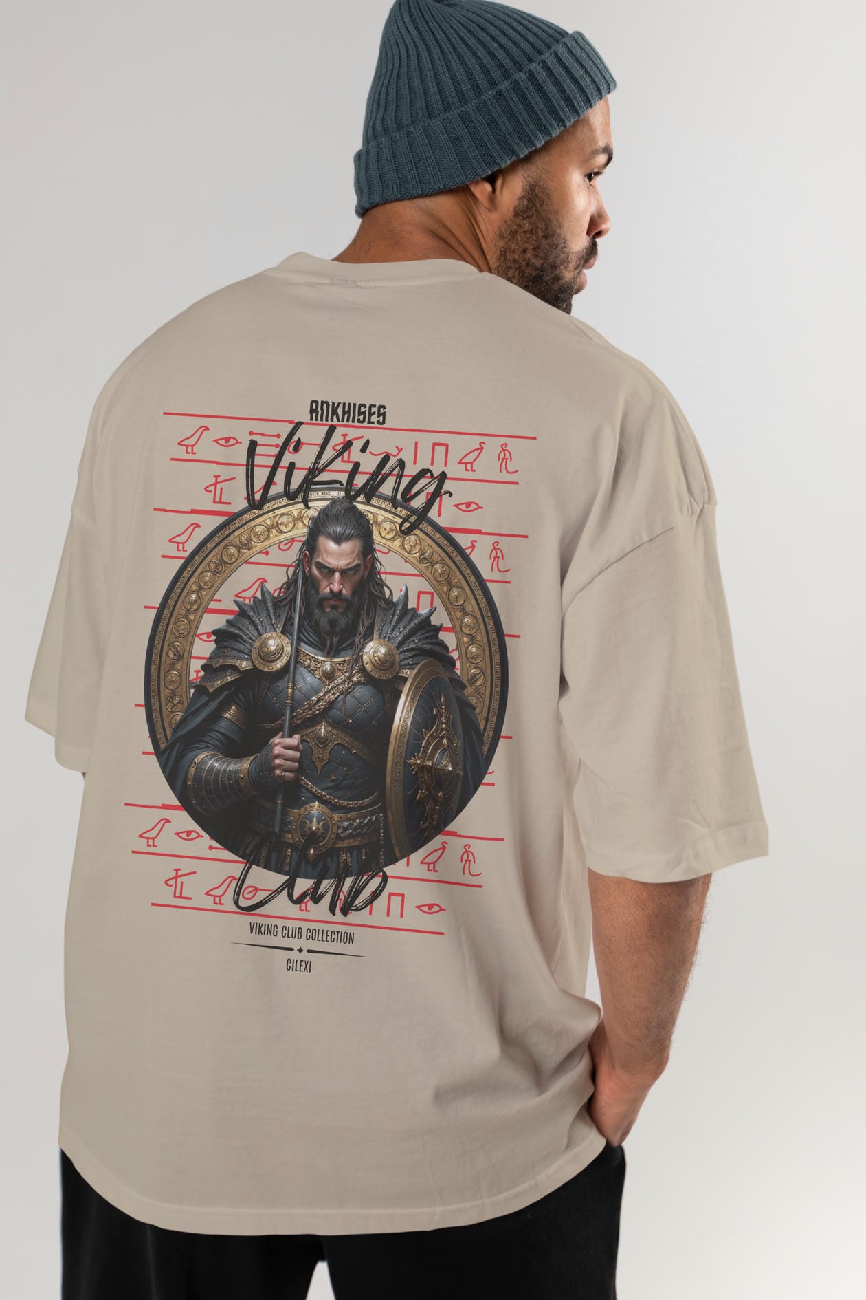 Viking Mitolojisi Serisi 6 Arka Baskılı Oversize t-shirt Erkek Kadın %100 Pamuk Bisiklet Yaka tişort