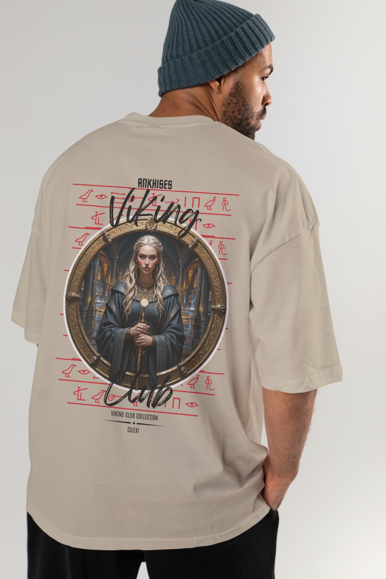 Viking Mitolojisi Serisi 5 Arka Baskılı Oversize t-shirt Erkek Kadın %100 Pamuk Bisiklet Yaka tişort