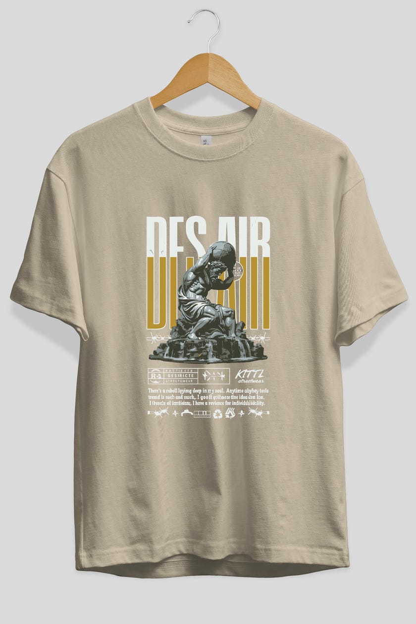 Des air ön Baskılı Oversize t-shirt Erkek Kadın %100 Pamuk Bisiklet Yaka tişort