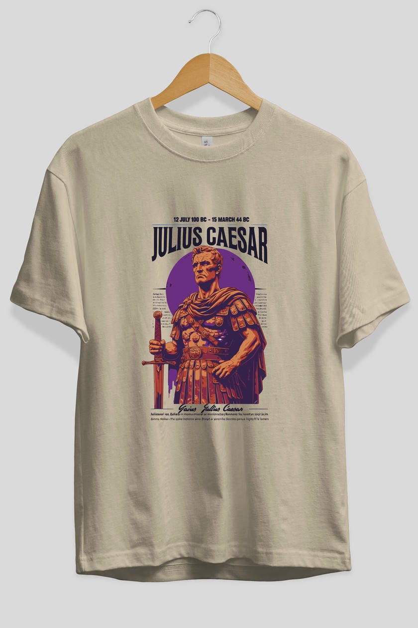Julius Caesar ön Baskılı Oversize t-shirt Erkek Kadın %100 Pamuk Bisiklet Yaka tişort