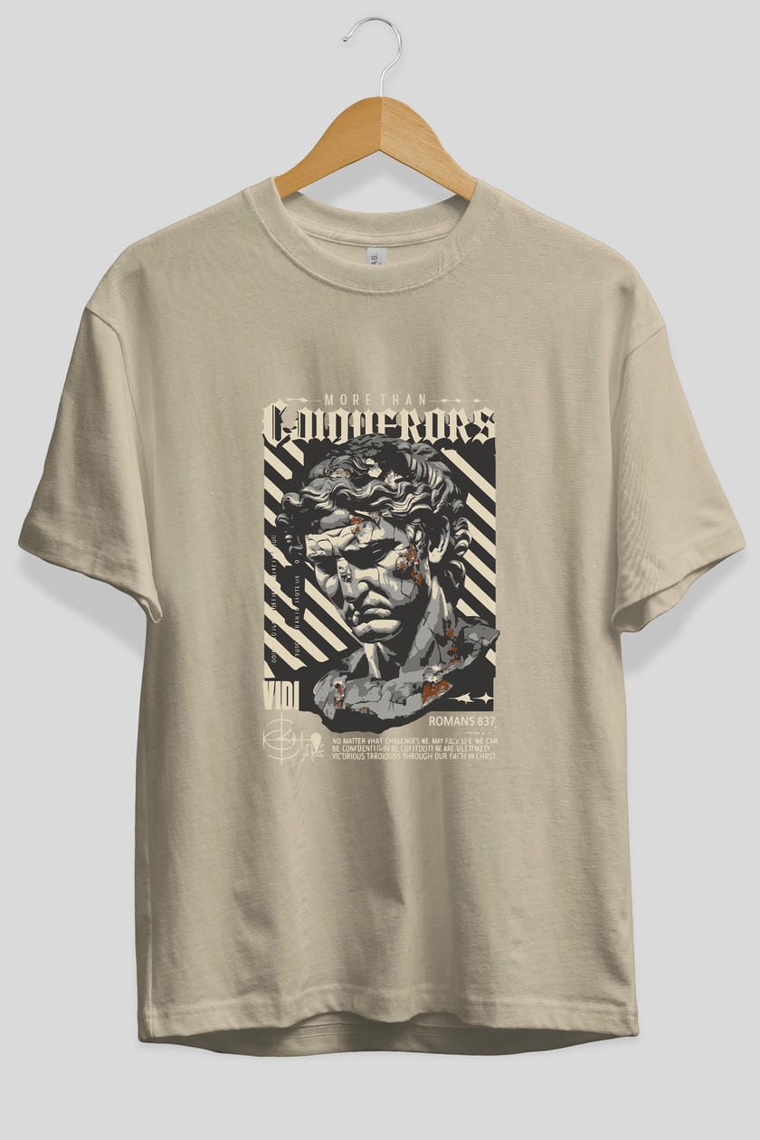 Roman Conqueror ön Baskılı Oversize t-shirt Erkek Kadın %100 Pamuk Bisiklet Yaka tişort