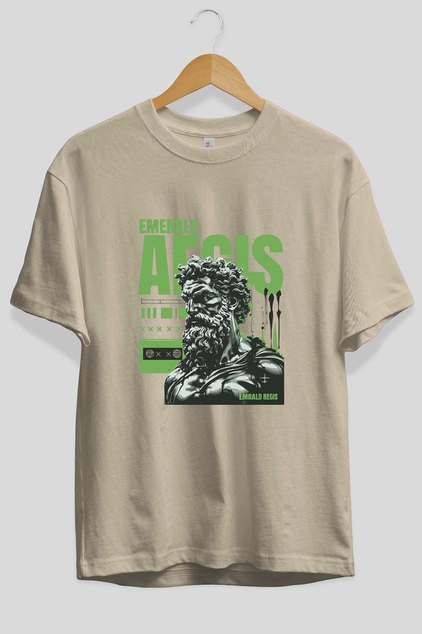 Emrald Regis ön Baskılı Oversize t-shirt Erkek Kadın %100 Pamuk Bisiklet Yaka tişort