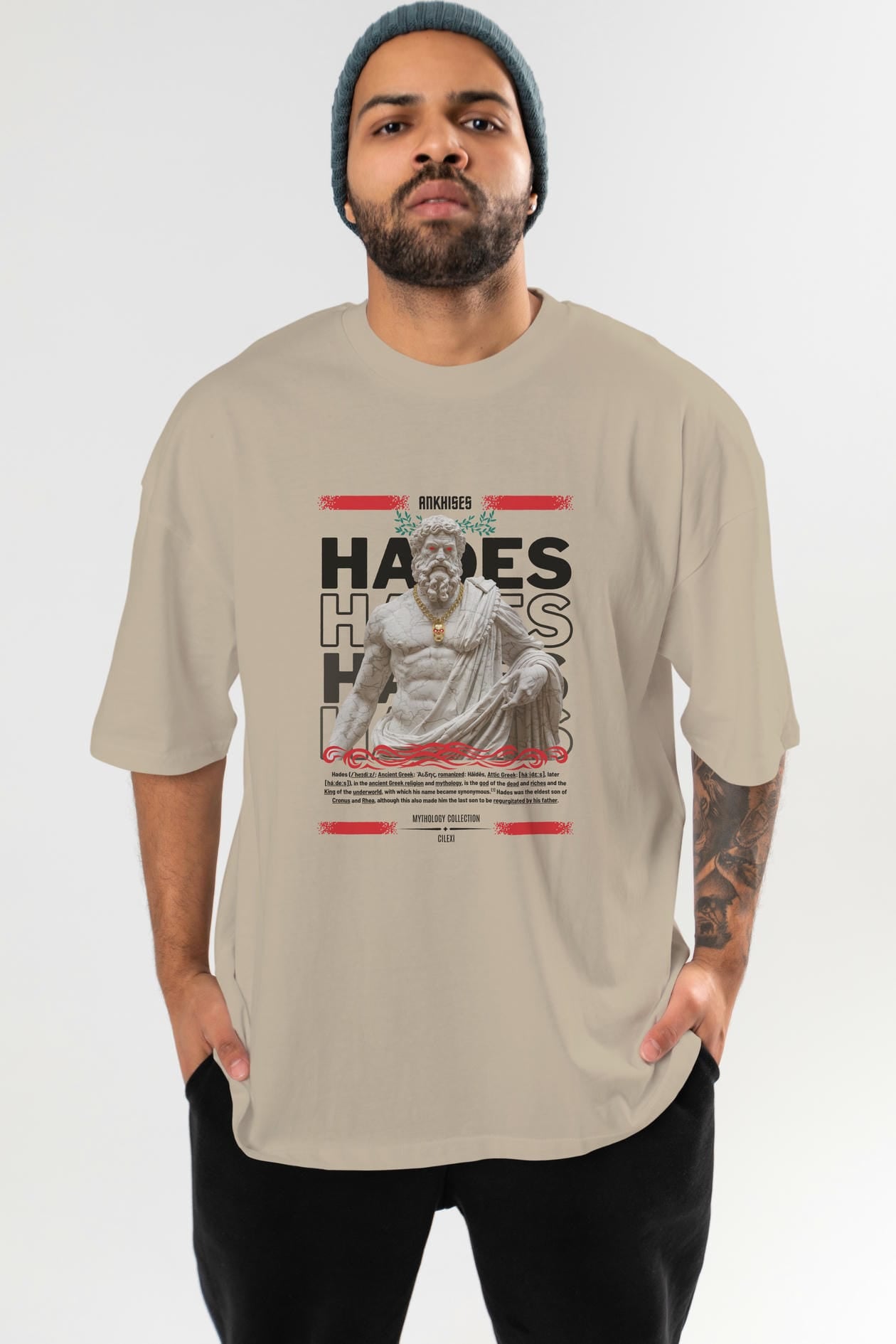 Hades 2 ön Baskılı Oversize t-shirt Erkek Kadın %100 Pamuk Bisiklet Yaka tişort