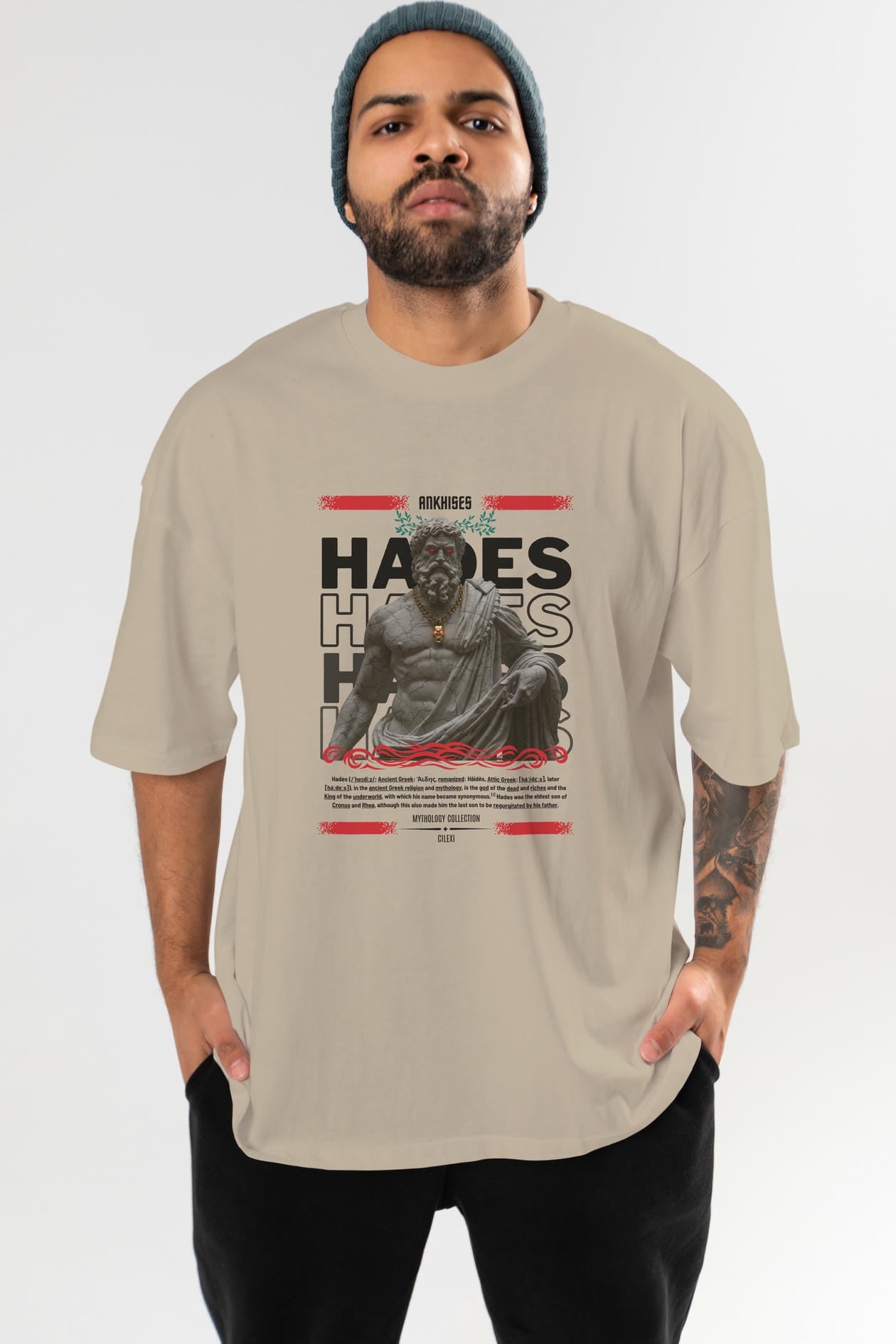 Hades 3 ön Baskılı Oversize t-shirt Erkek Kadın %100 Pamuk Bisiklet Yaka tişort