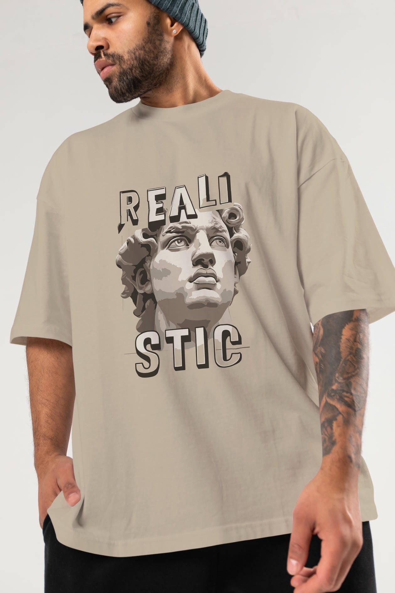 Realistic ön Baskılı Oversize t-shirt Erkek Kadın %100 Pamuk Bisiklet Yaka tişort