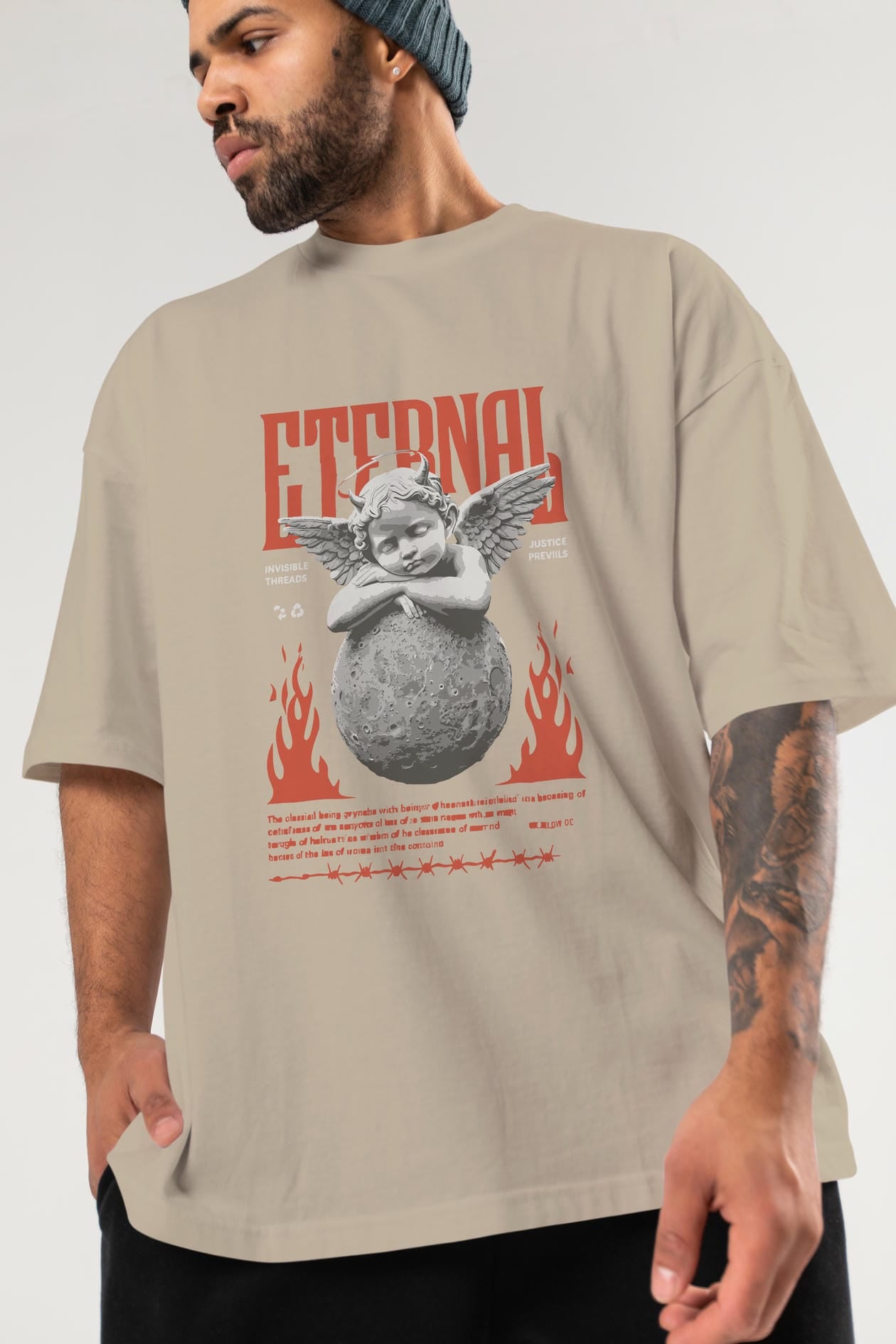 Eternal ön Baskılı Oversize t-shirt Erkek Kadın %100 Pamuk Bisiklet Yaka tişort