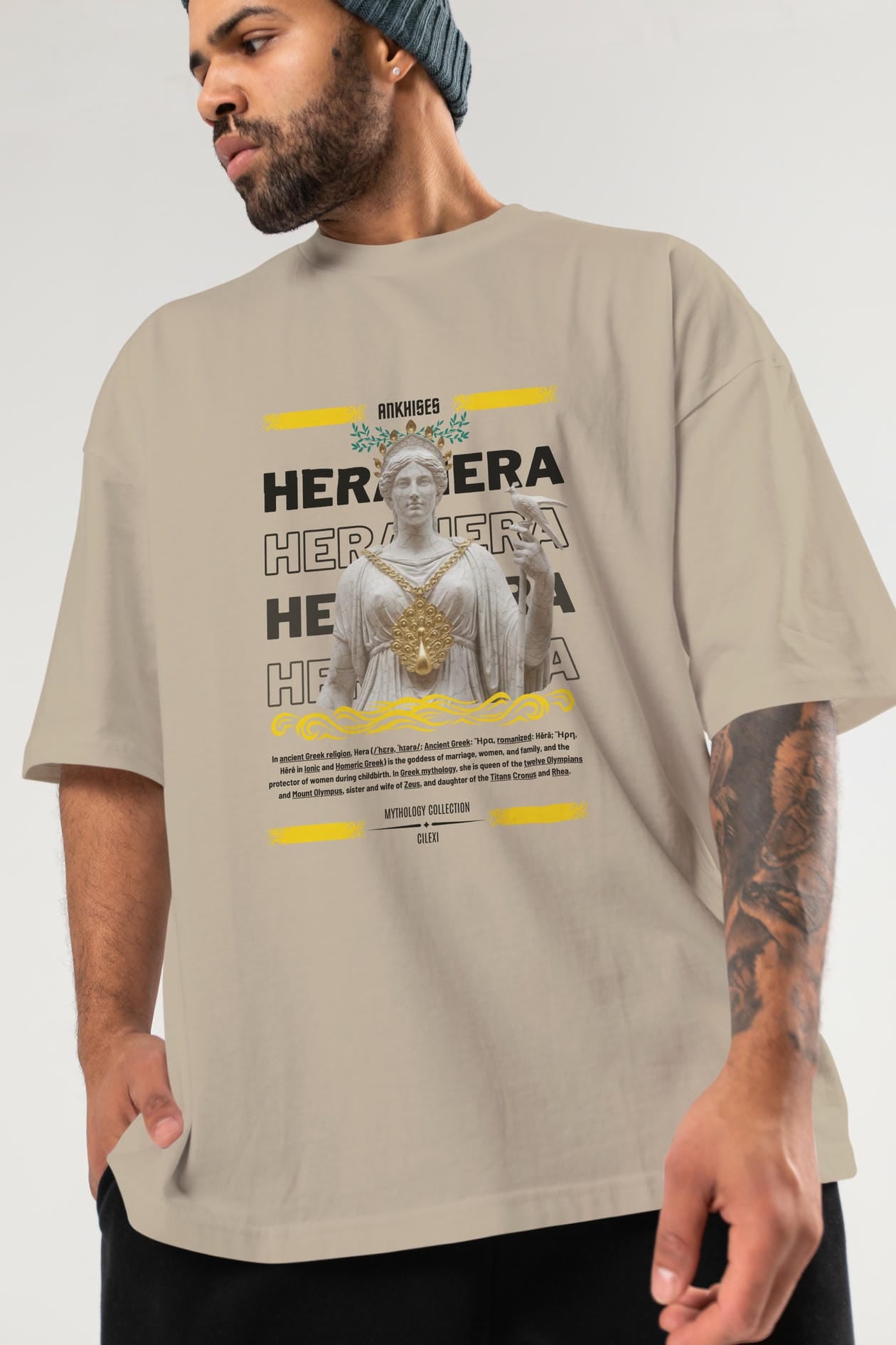 Hera 2 ön Baskılı Oversize t-shirt Erkek Kadın %100 Pamuk Bisiklet Yaka tişort