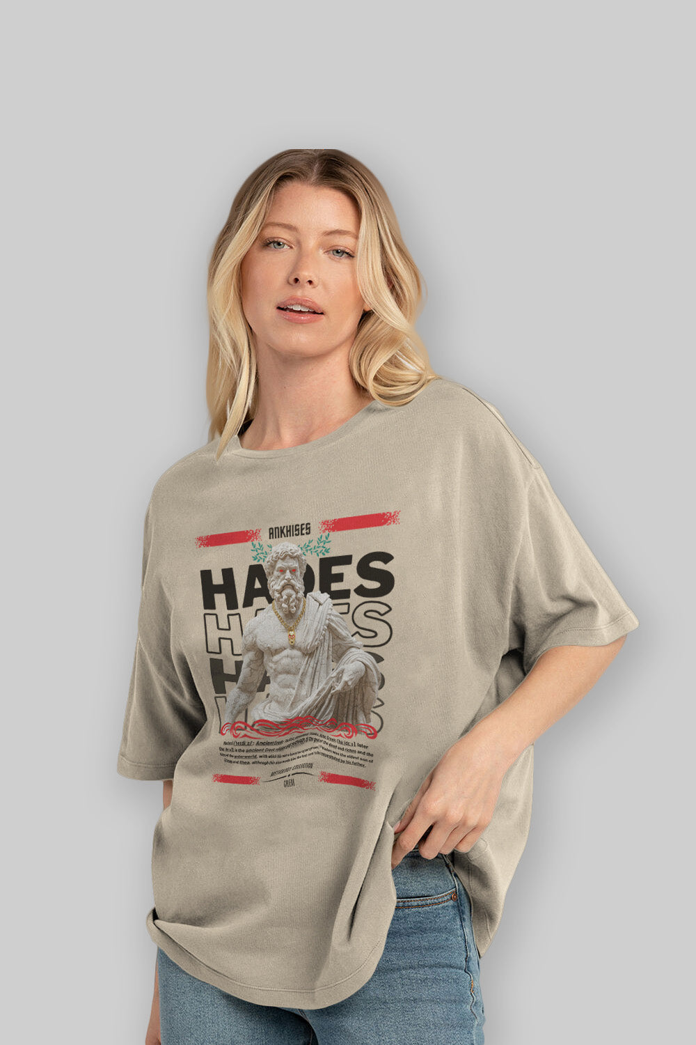 Hades 2 ön Baskılı Oversize t-shirt Erkek Kadın %100 Pamuk Bisiklet Yaka tişort