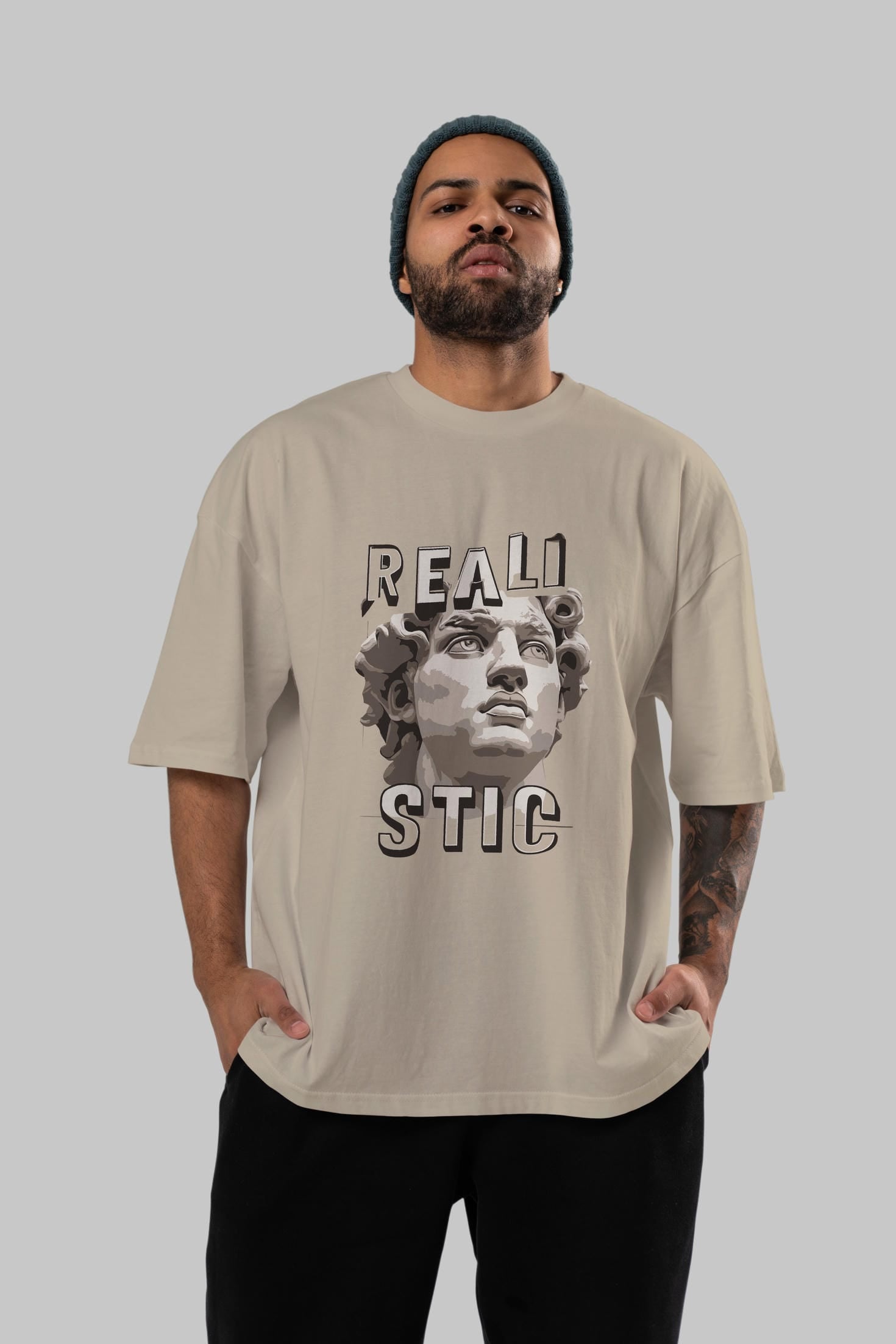 Realistic ön Baskılı Oversize t-shirt Erkek Kadın %100 Pamuk Bisiklet Yaka tişort