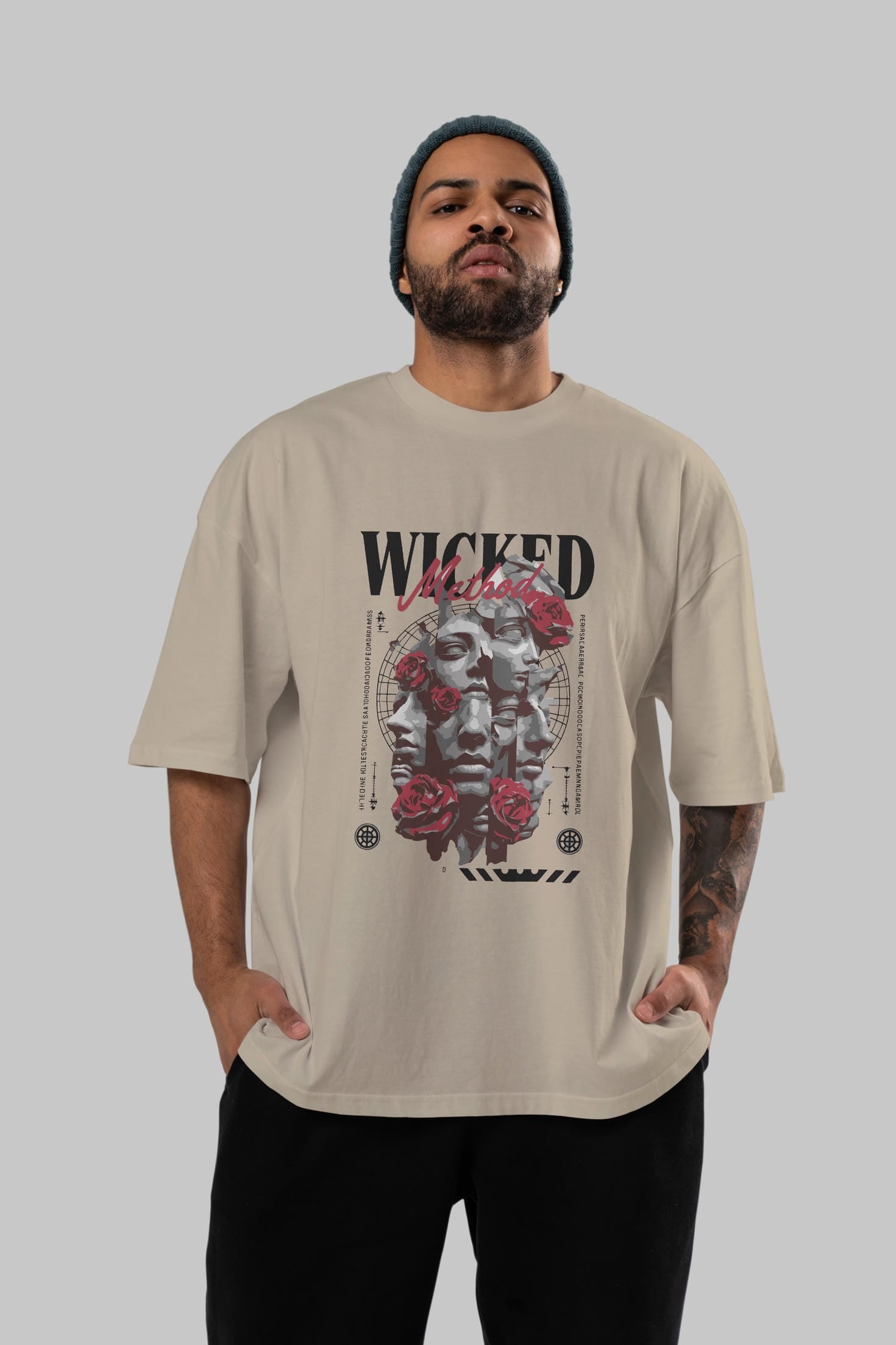 Wicked Method ön Baskılı Oversize t-shirt Erkek Kadın %100 Pamuk Bisiklet Yaka tişort
