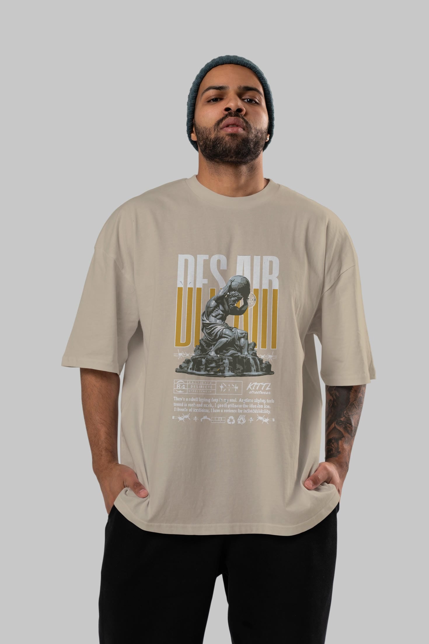 Des air ön Baskılı Oversize t-shirt Erkek Kadın %100 Pamuk Bisiklet Yaka tişort