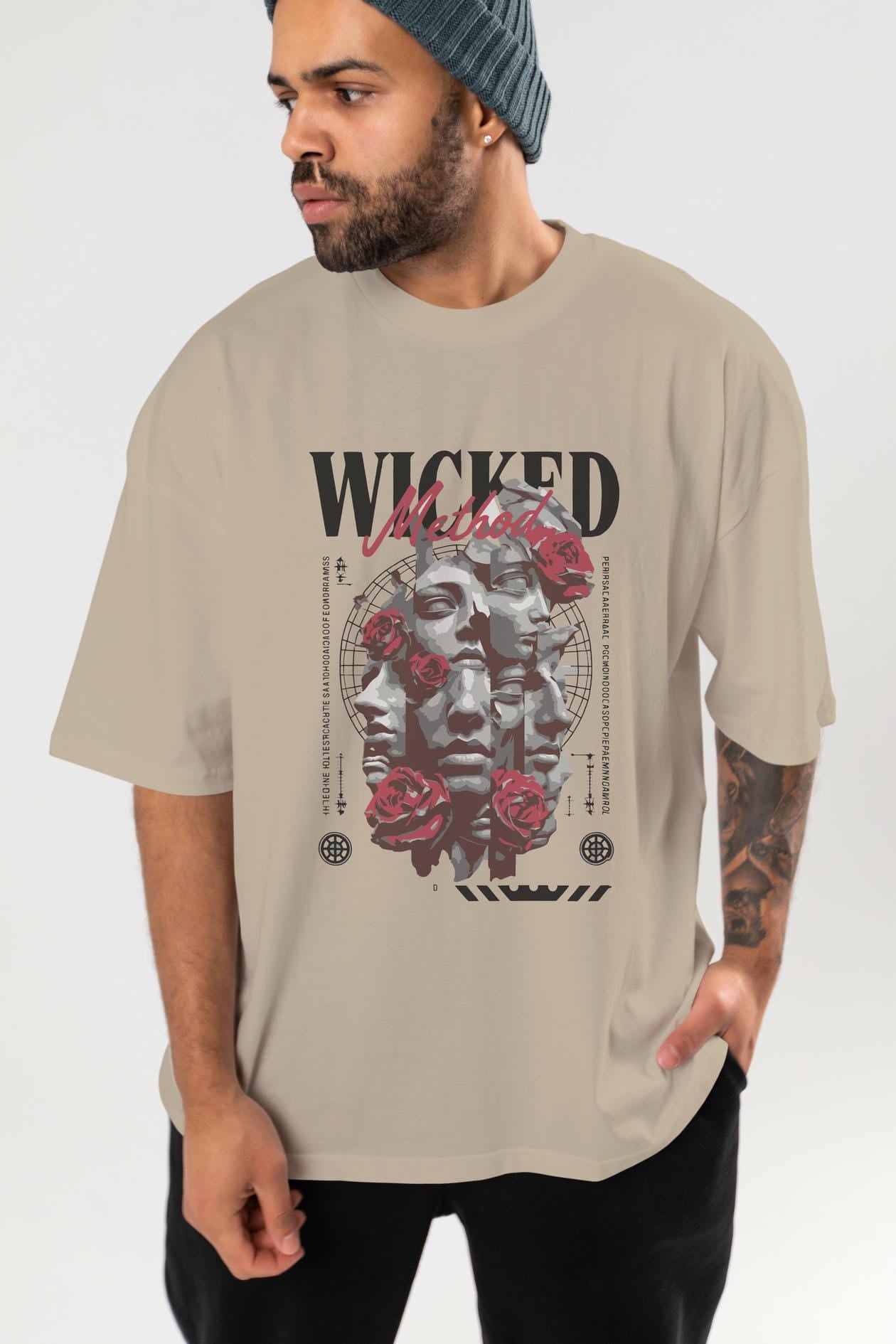 Wicked Method ön Baskılı Oversize t-shirt Erkek Kadın %100 Pamuk Bisiklet Yaka tişort