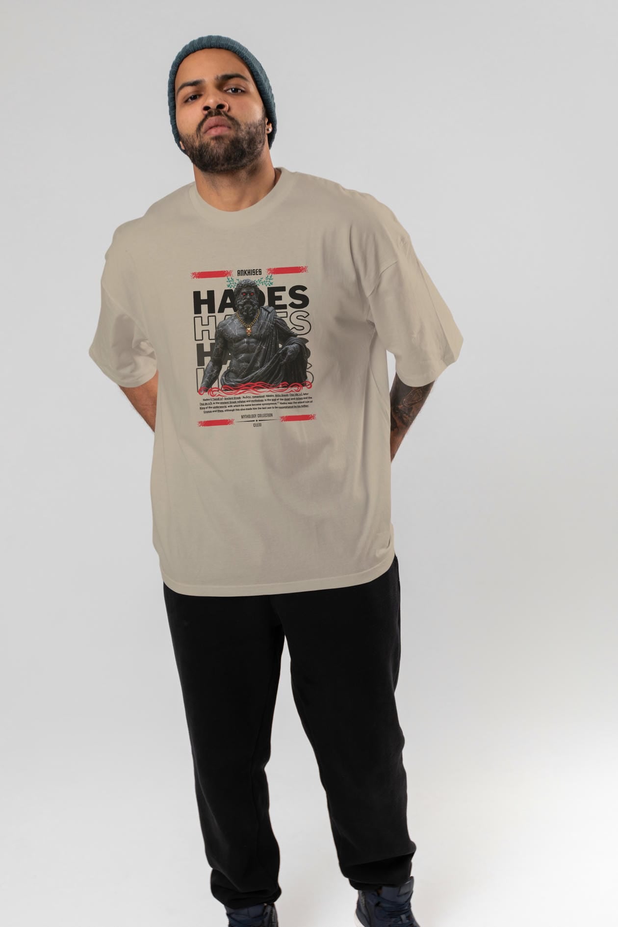 Hades 1 ön Baskılı Oversize t-shirt Erkek Kadın %100 Pamuk Bisiklet Yaka tişort