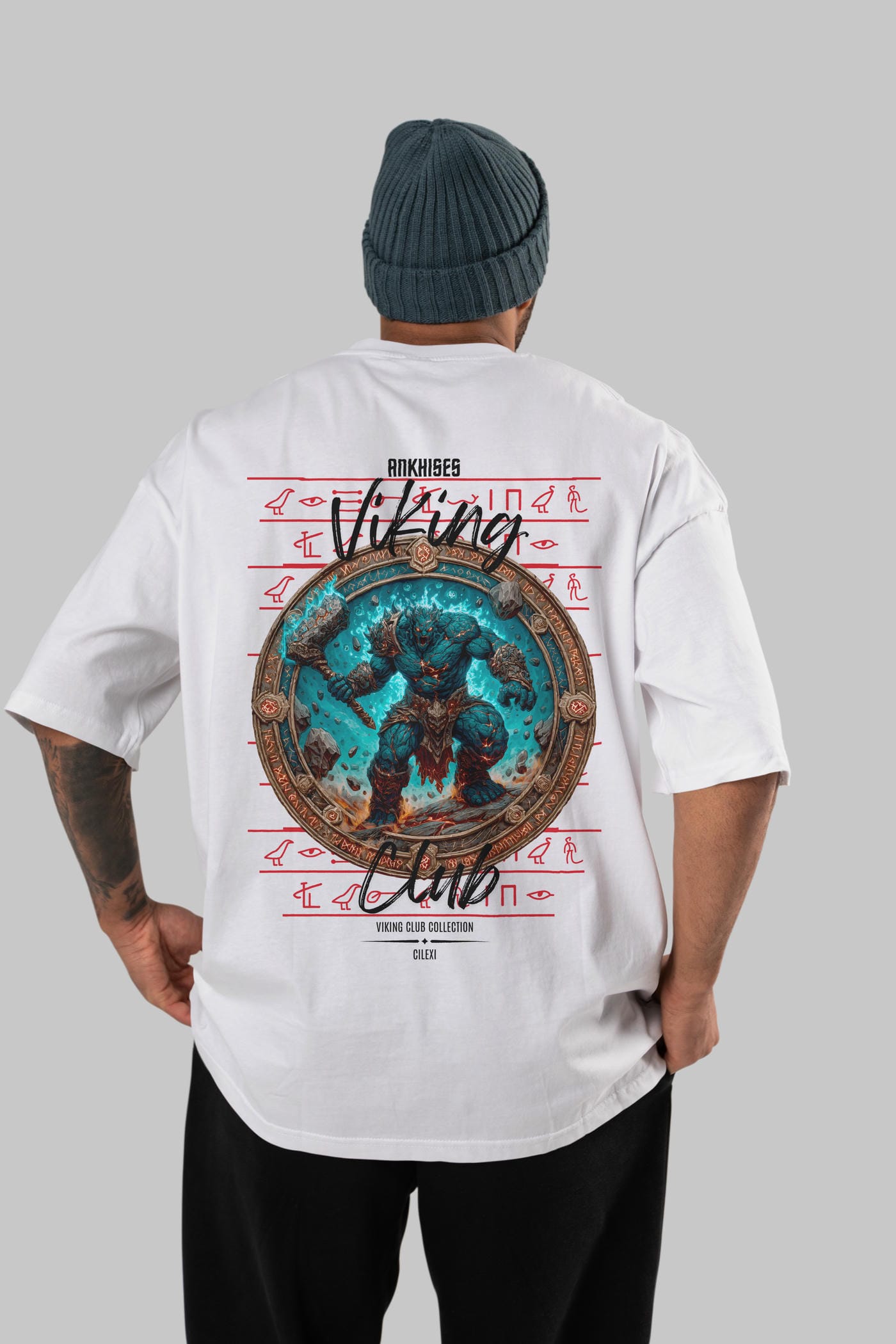 Hrungnir Baskılı Oversize t-shirt Erkek Kadın %100 Pamuk Bisiklet Yaka tişort