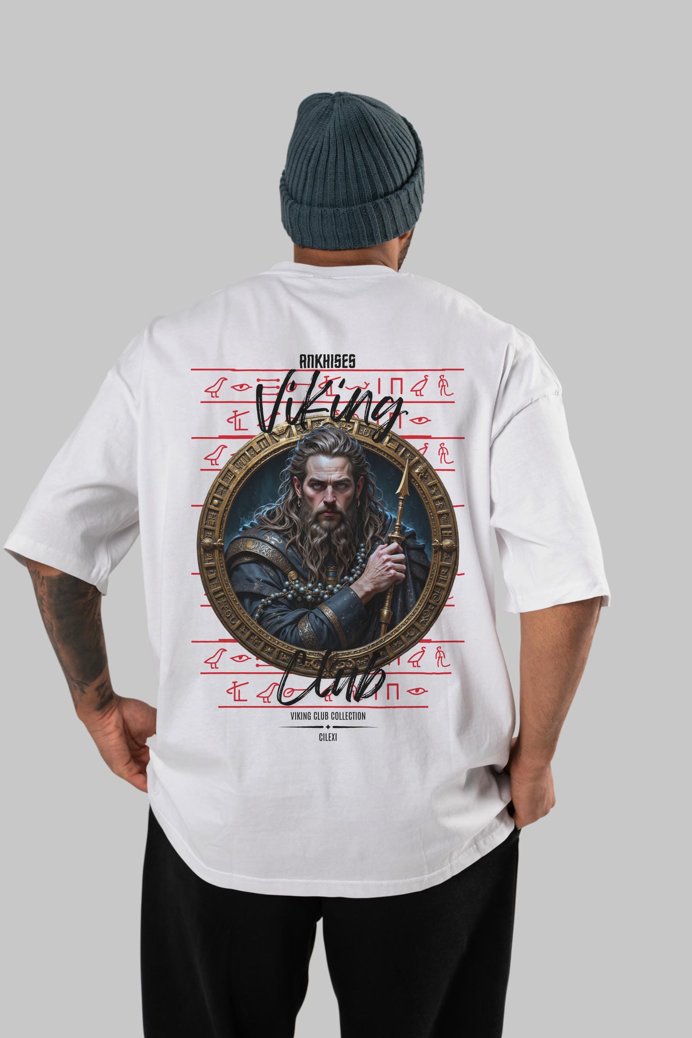 Viking Mitolojisi Serisi 12 Arka Baskılı Oversize t-shirt Erkek Kadın %100 Pamuk Bisiklet Yaka tişort
