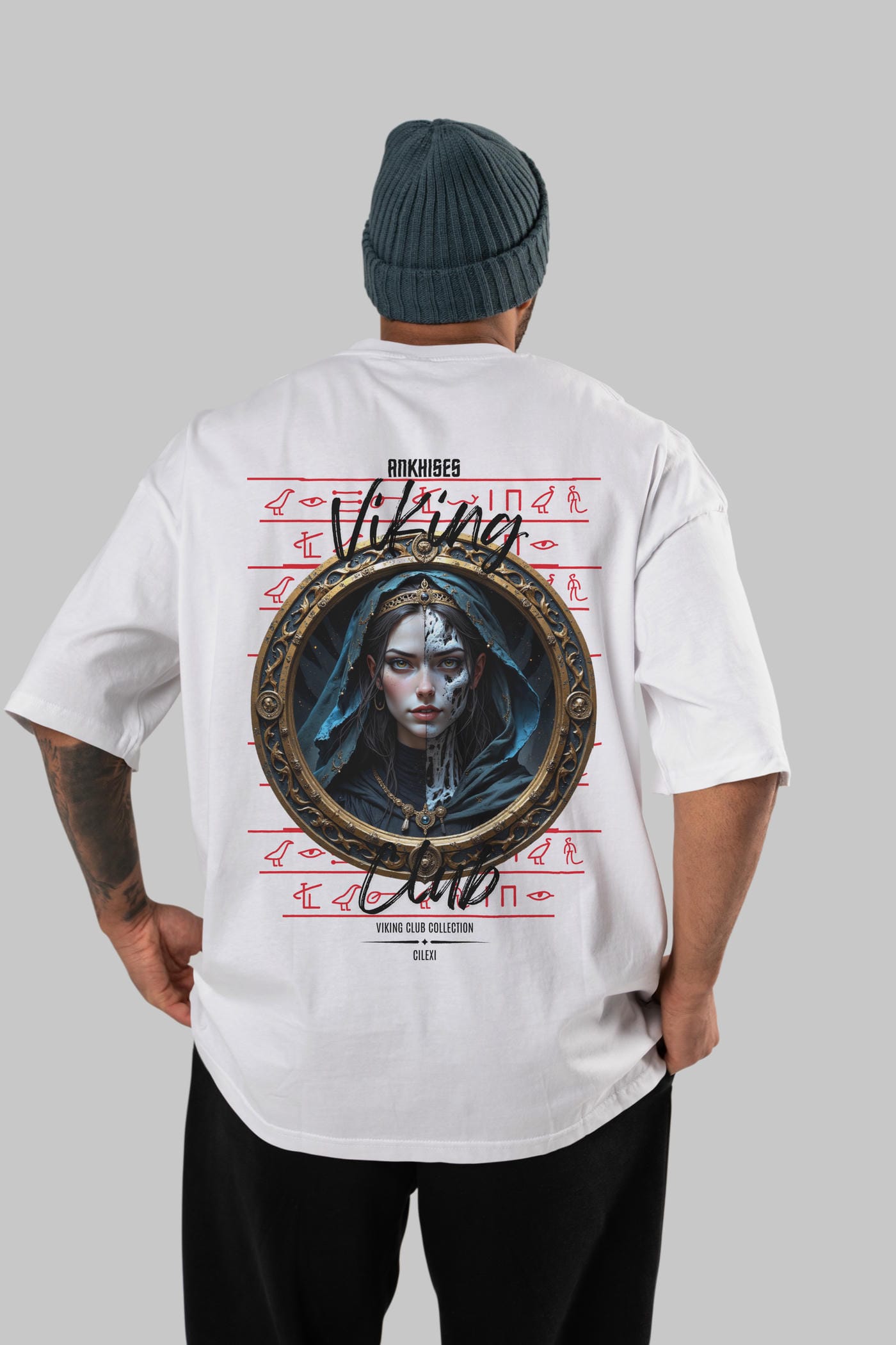 Viking Mitolojisi Serisi 10 Arka Baskılı Oversize t-shirt Erkek Kadın %100 Pamuk Bisiklet Yaka tişort