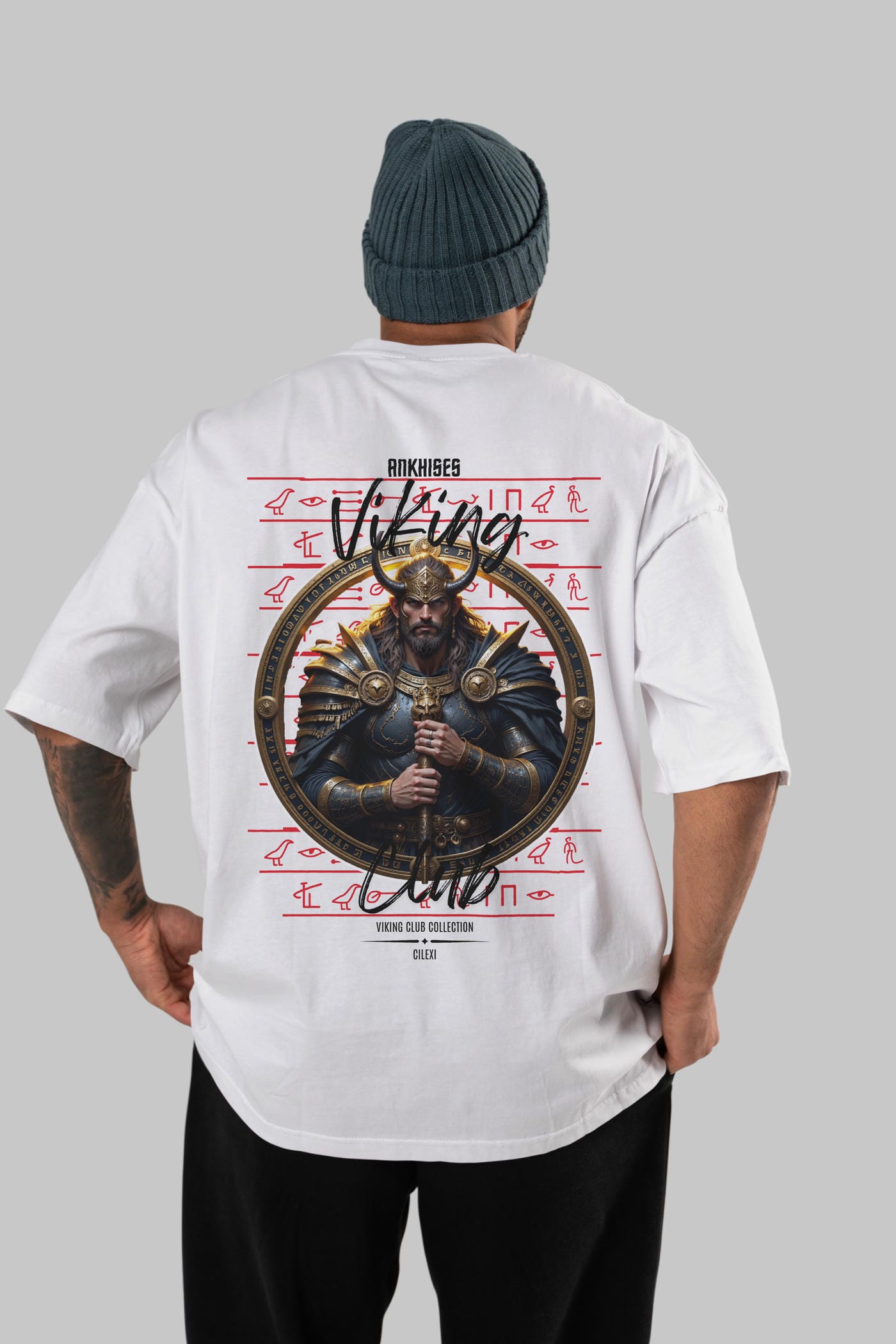 Viking Mitolojisi Serisi 8 Arka Baskılı Oversize t-shirt Erkek Kadın %100 Pamuk Bisiklet Yaka tişort