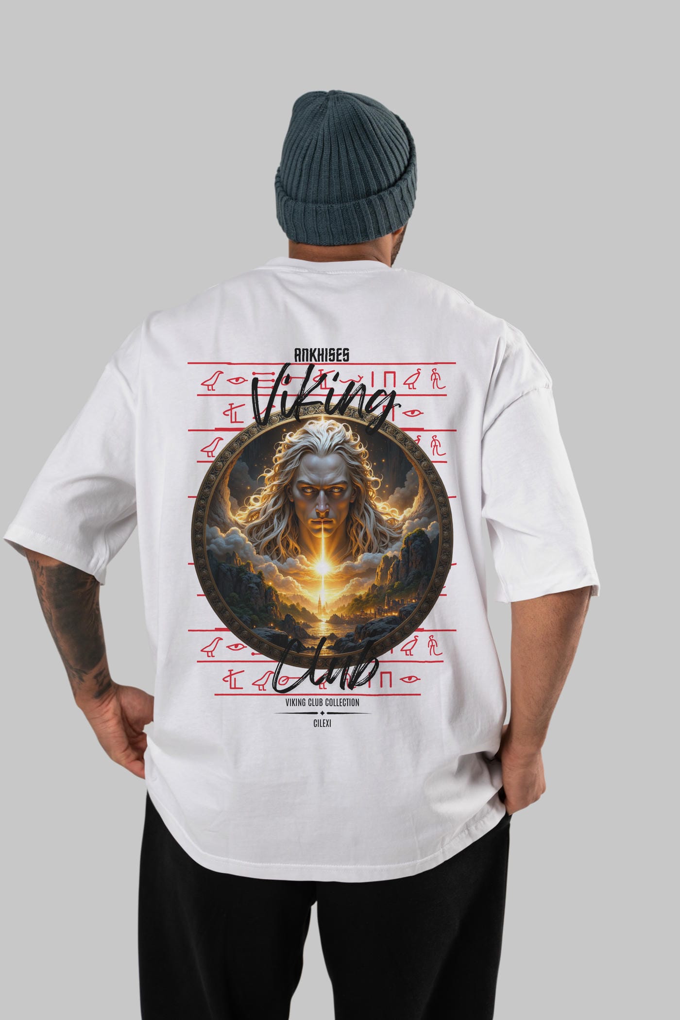 Viking Mitolojisi Serisi 15 Arka Baskılı Oversize t-shirt Erkek Kadın %100 Pamuk Bisiklet Yaka tişort
