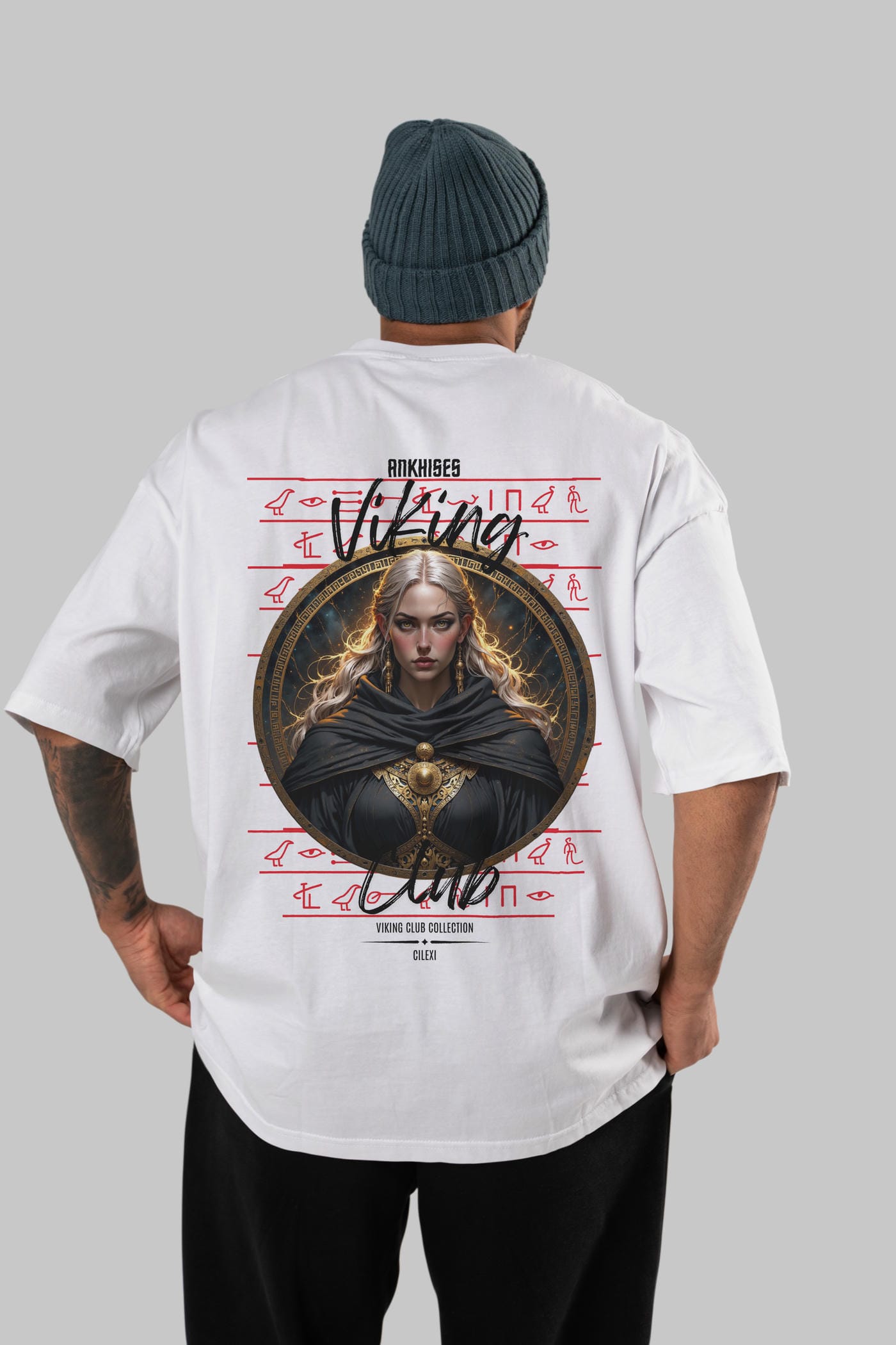 Viking Mitolojisi Serisi 4 Arka Baskılı Oversize t-shirt Erkek Kadın %100 Pamuk Bisiklet Yaka tişort