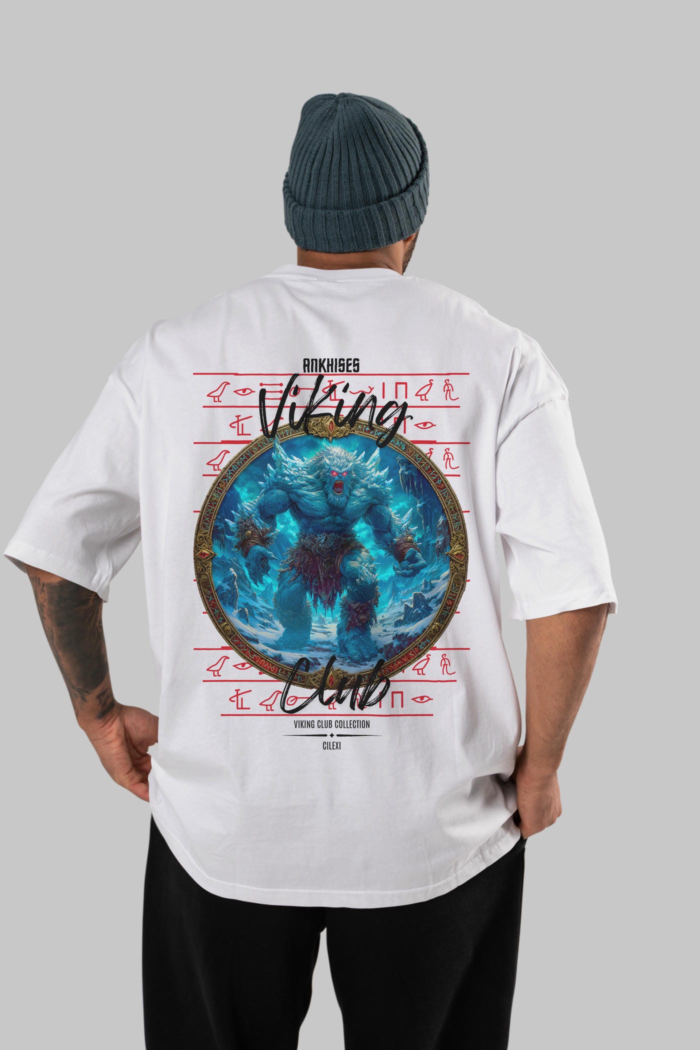 Ymir Arka Baskılı Oversize t-shirt Erkek Kadın %100 Pamuk Bisiklet Yaka tişort